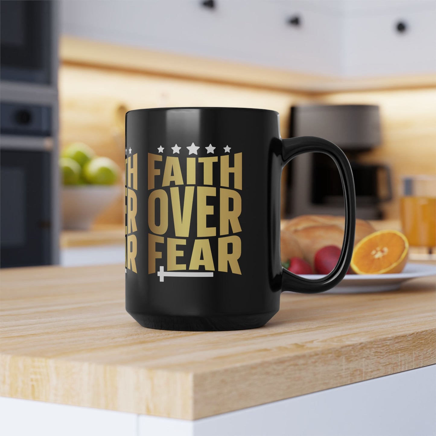Faith Over Fear Black Mug (11oz, 15oz)