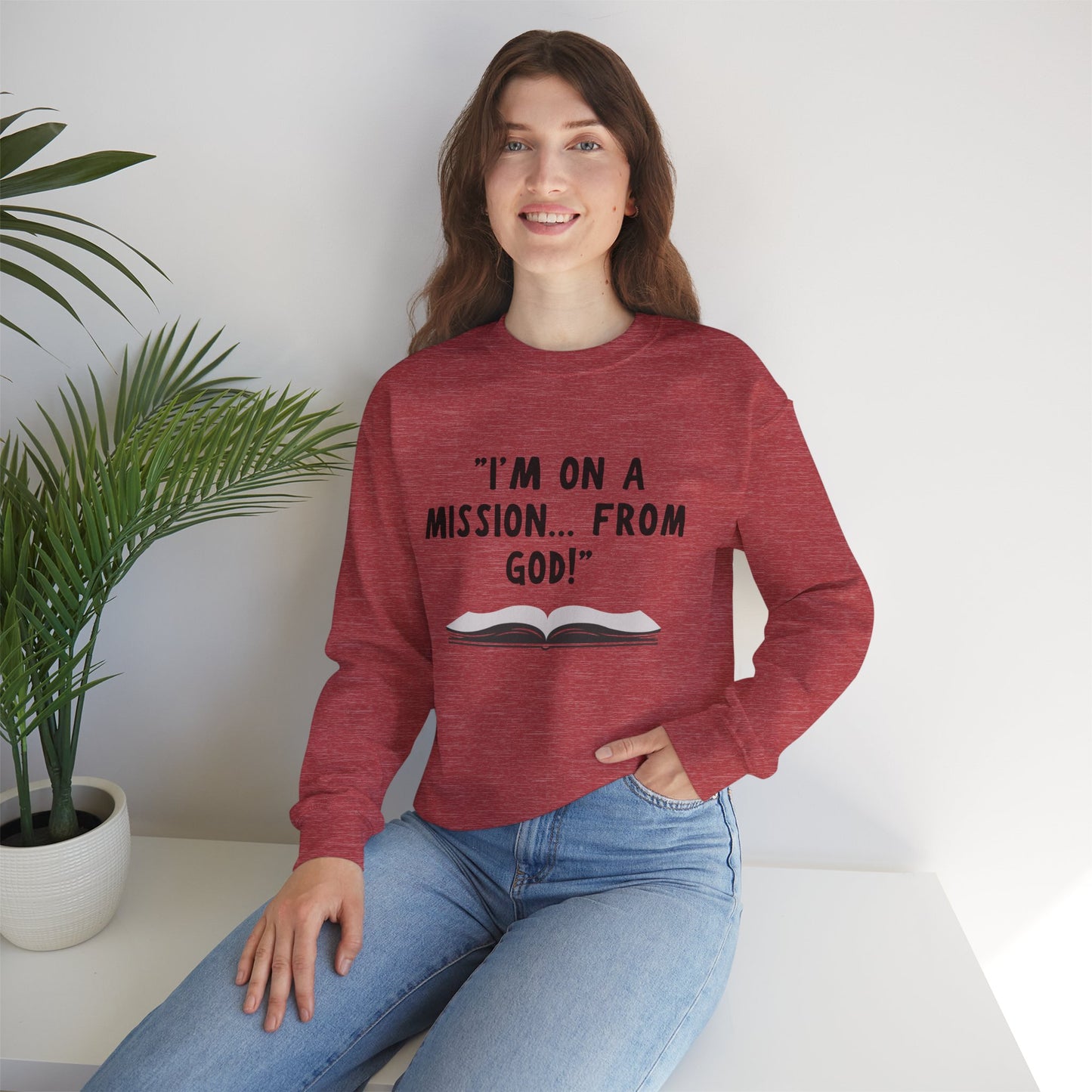 I'm On A Mission From God Heavy Blend™ Crewneck Sweatshirt