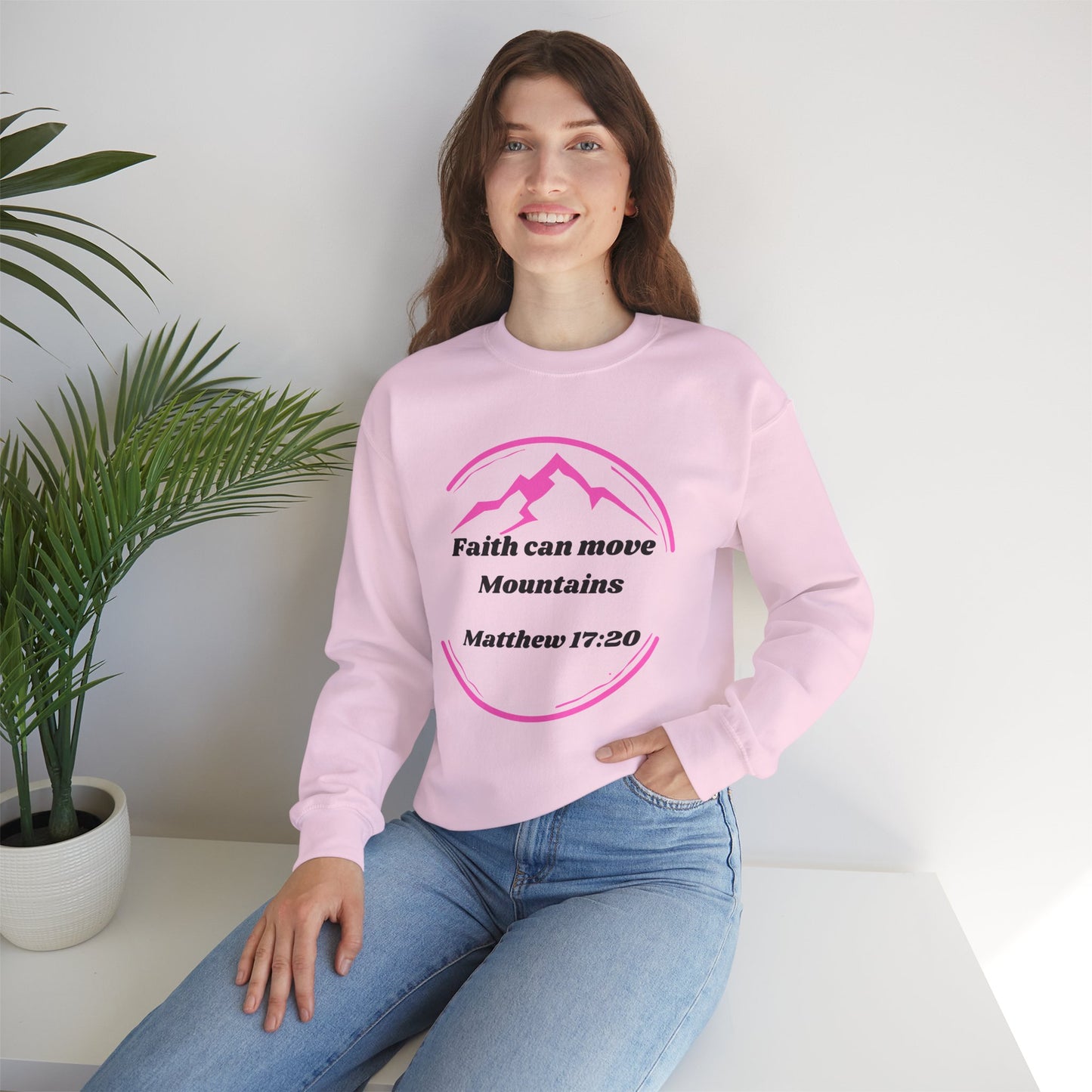 Faith Can Move Mountains Heavy Blend™ Crewneck Sweatshirt