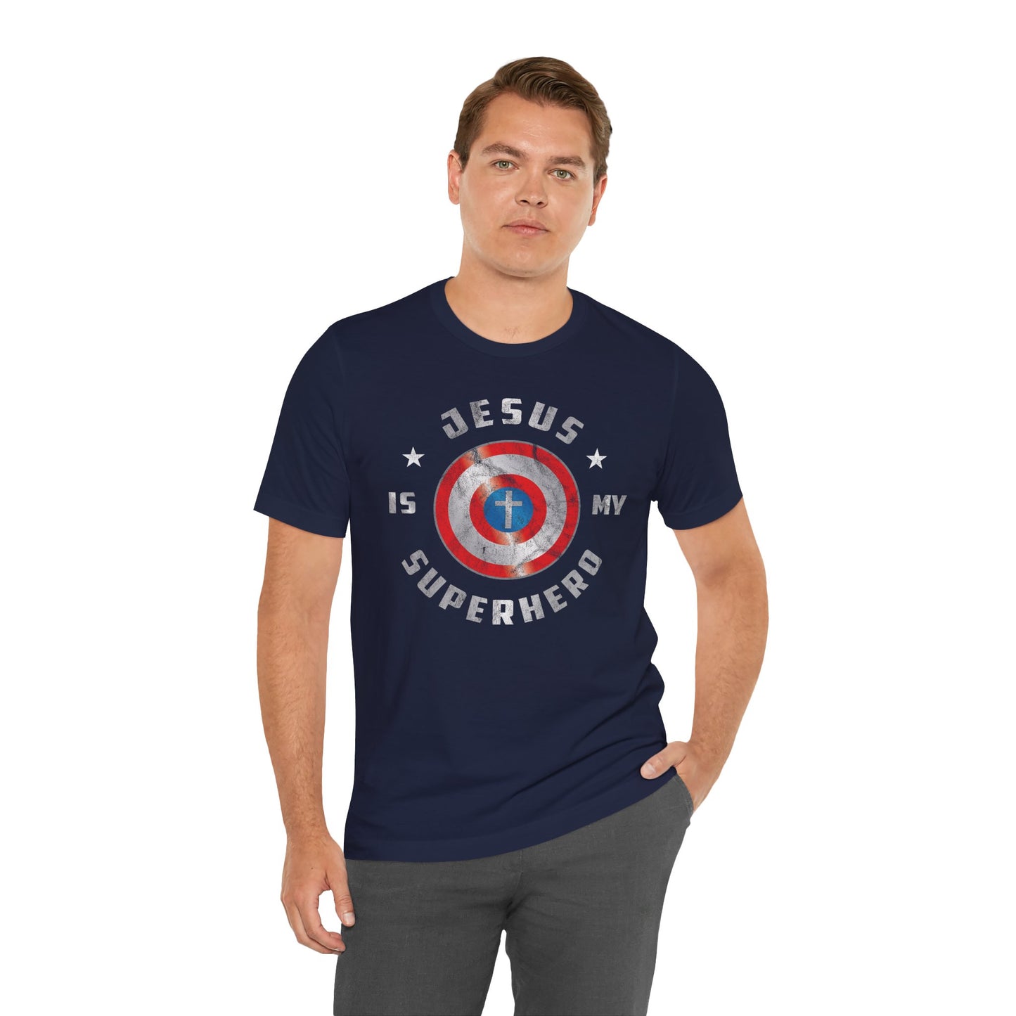 Jesus Is My Super Hero Jersey Short Sleeve Tee