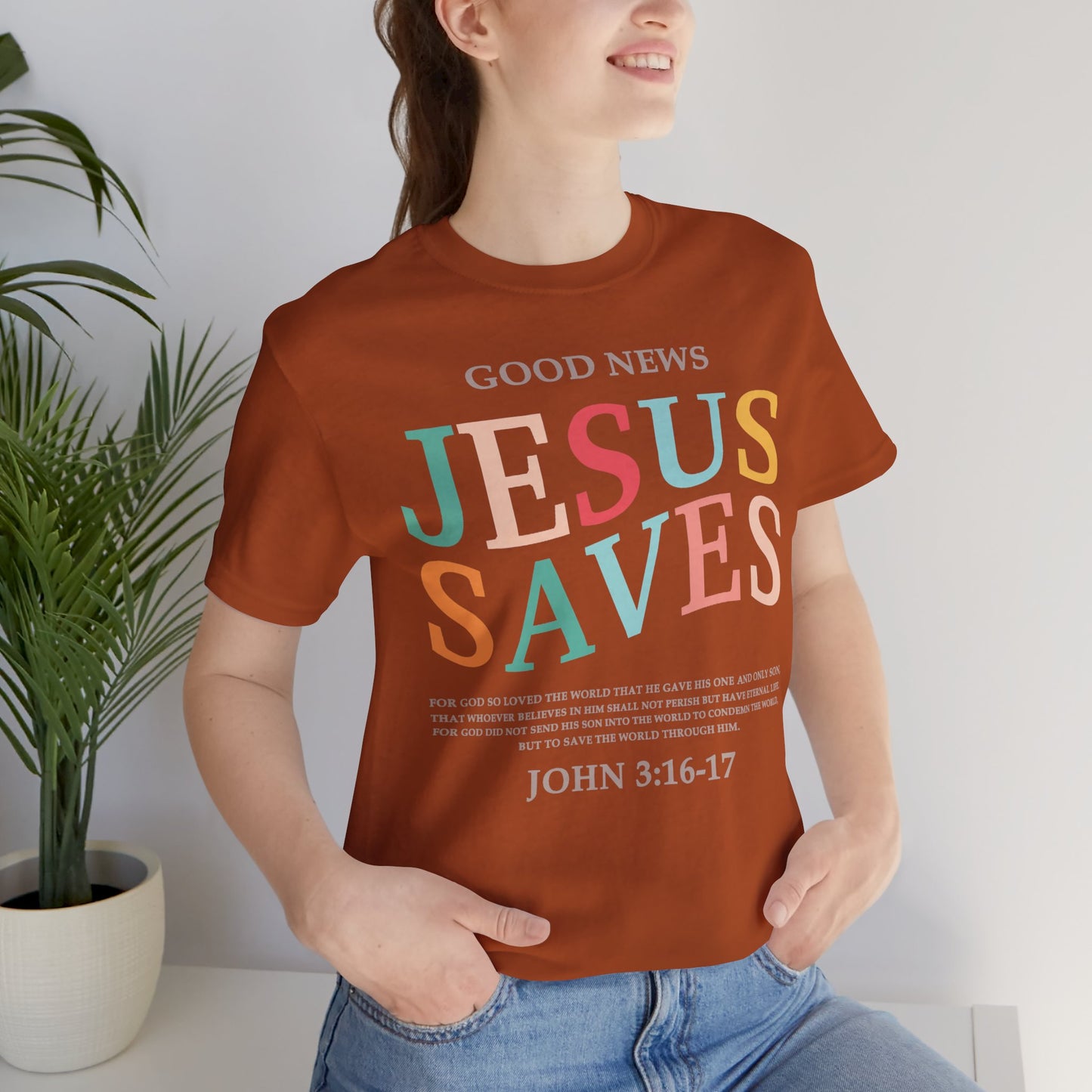 Jesus Saves Jersey Short Sleeve Tee