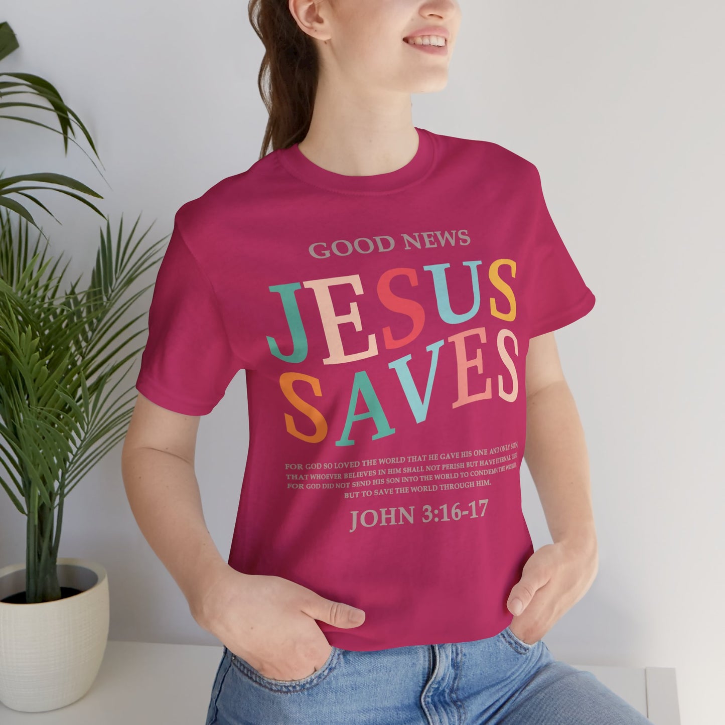 Jesus Saves Jersey Short Sleeve Tee