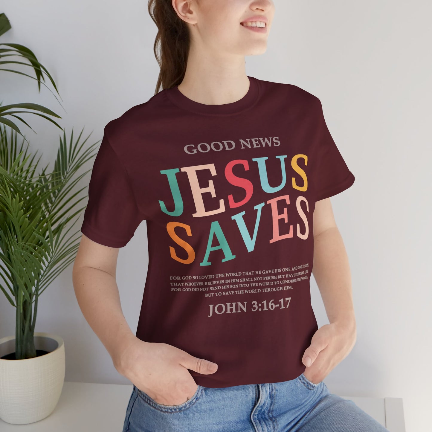 Jesus Saves Jersey Short Sleeve Tee