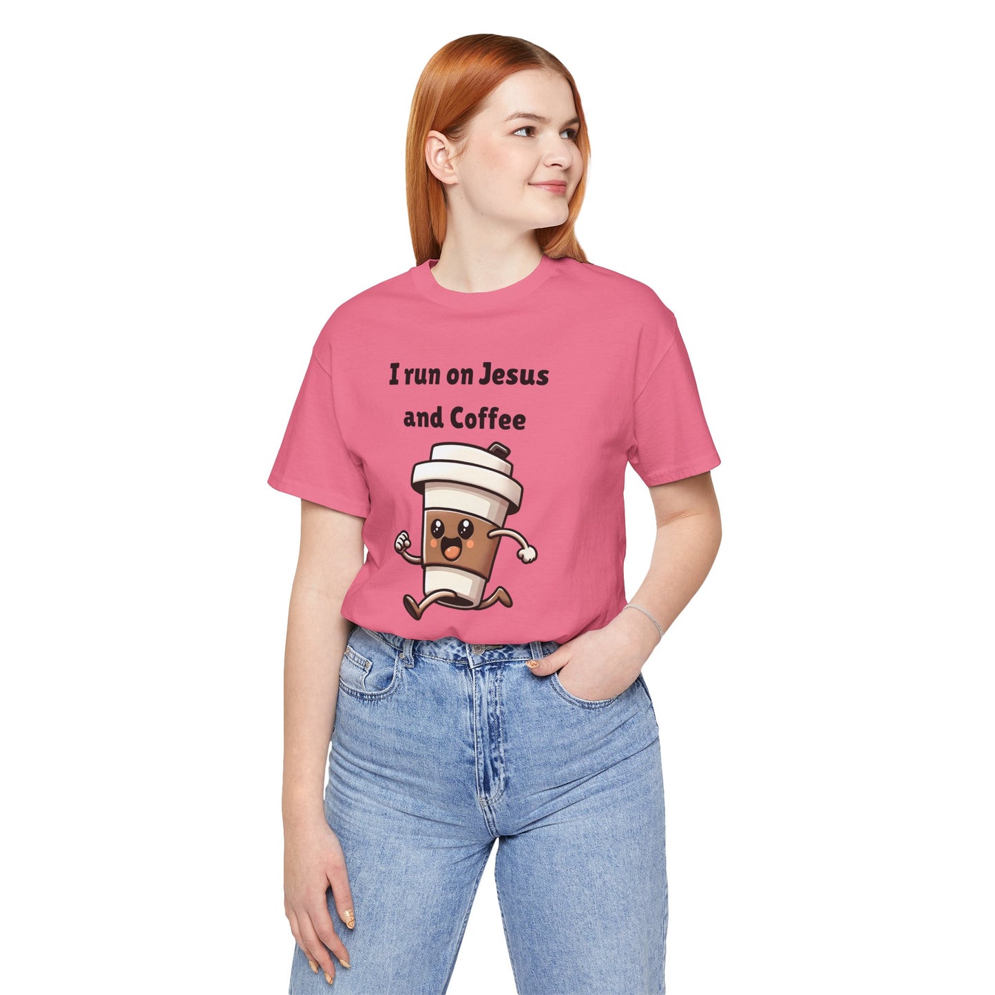 I Run On Jesus And Coffee Jersey Short Sleeve Tee