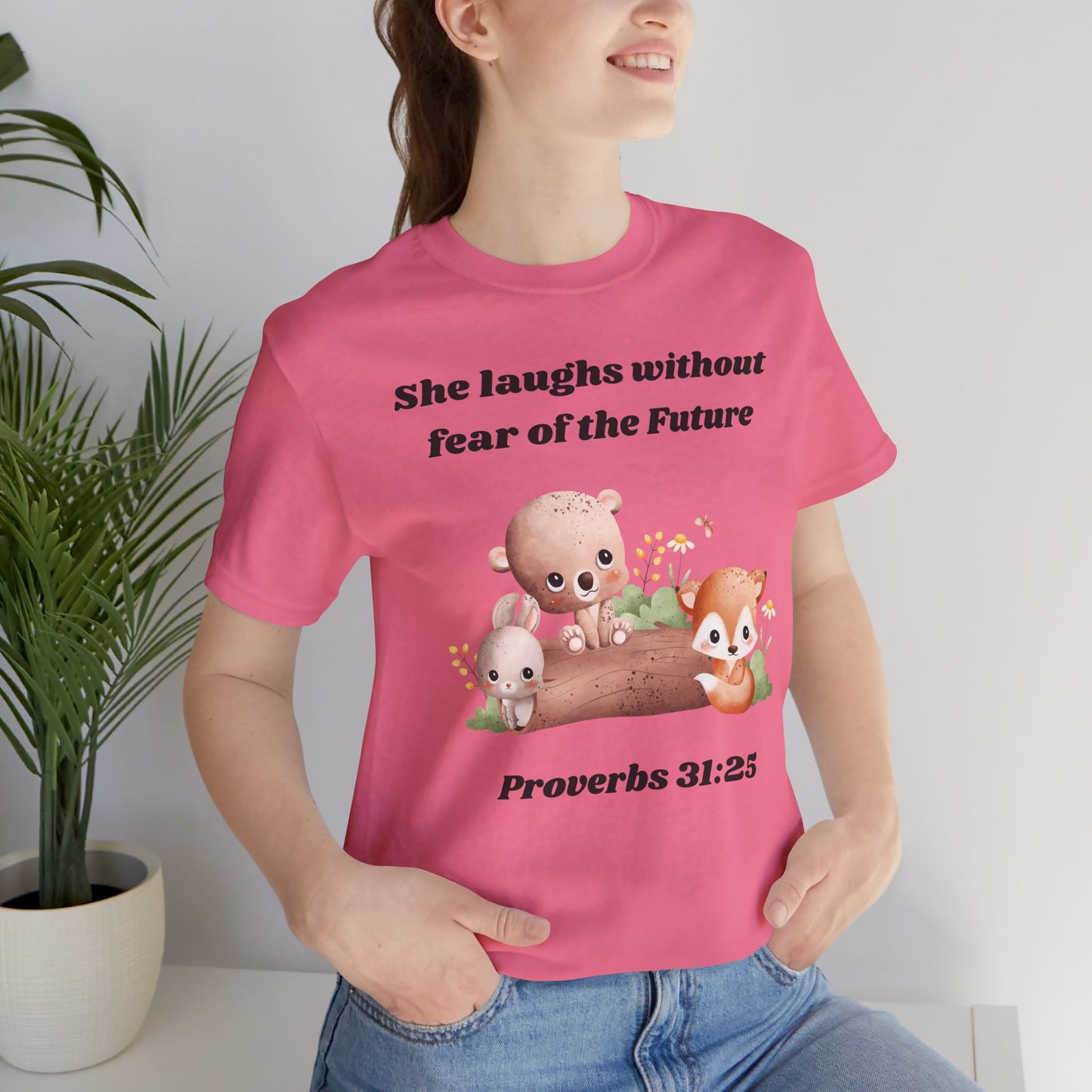 She Laughs Without Fear Of The Future Jersey Short Sleeve Tee