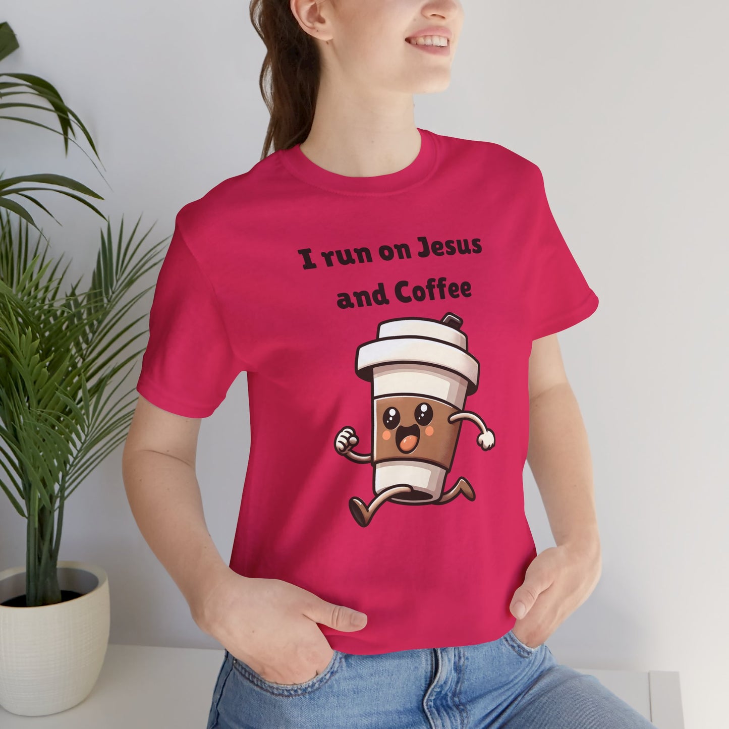 I Run On Jesus And Coffee Jersey Short Sleeve Tee