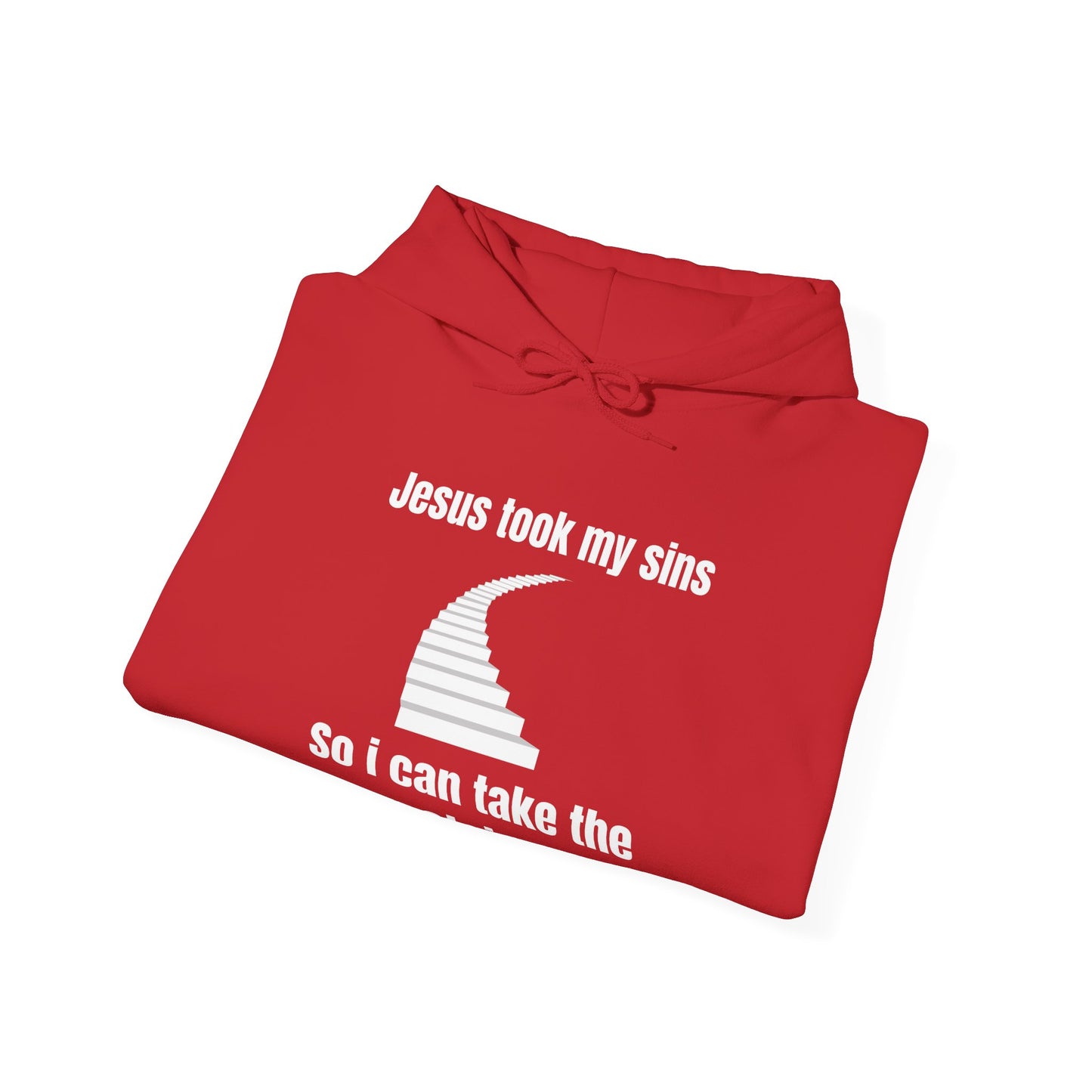 Jesus Took My Sins So I Can Take The Stairs Heavy Blend™ Hooded Sweatshirt