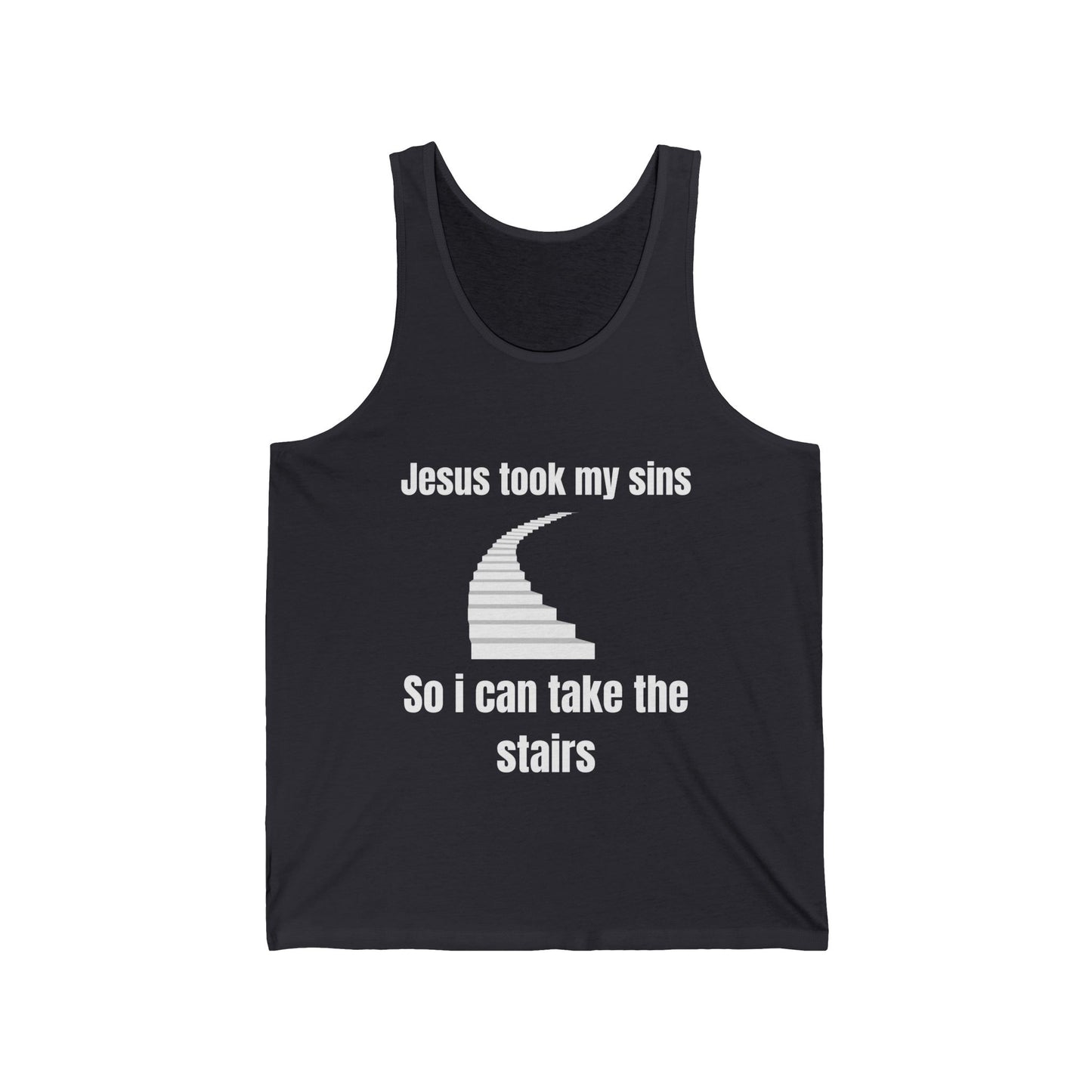 Jesus Took My Sins So I Can Take The Stairs Jersey Tank