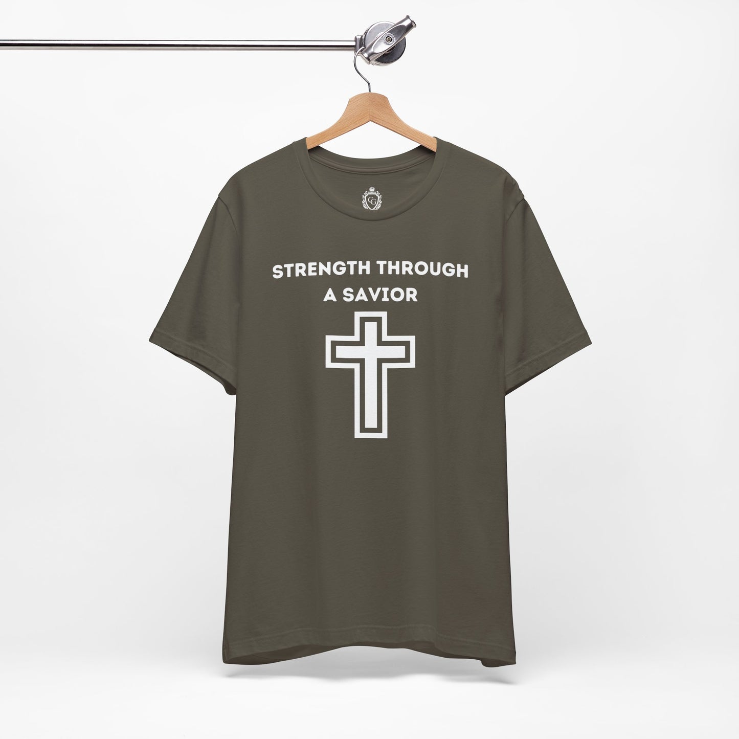 Strength Through A Savior Jersey Short Sleeve Tee