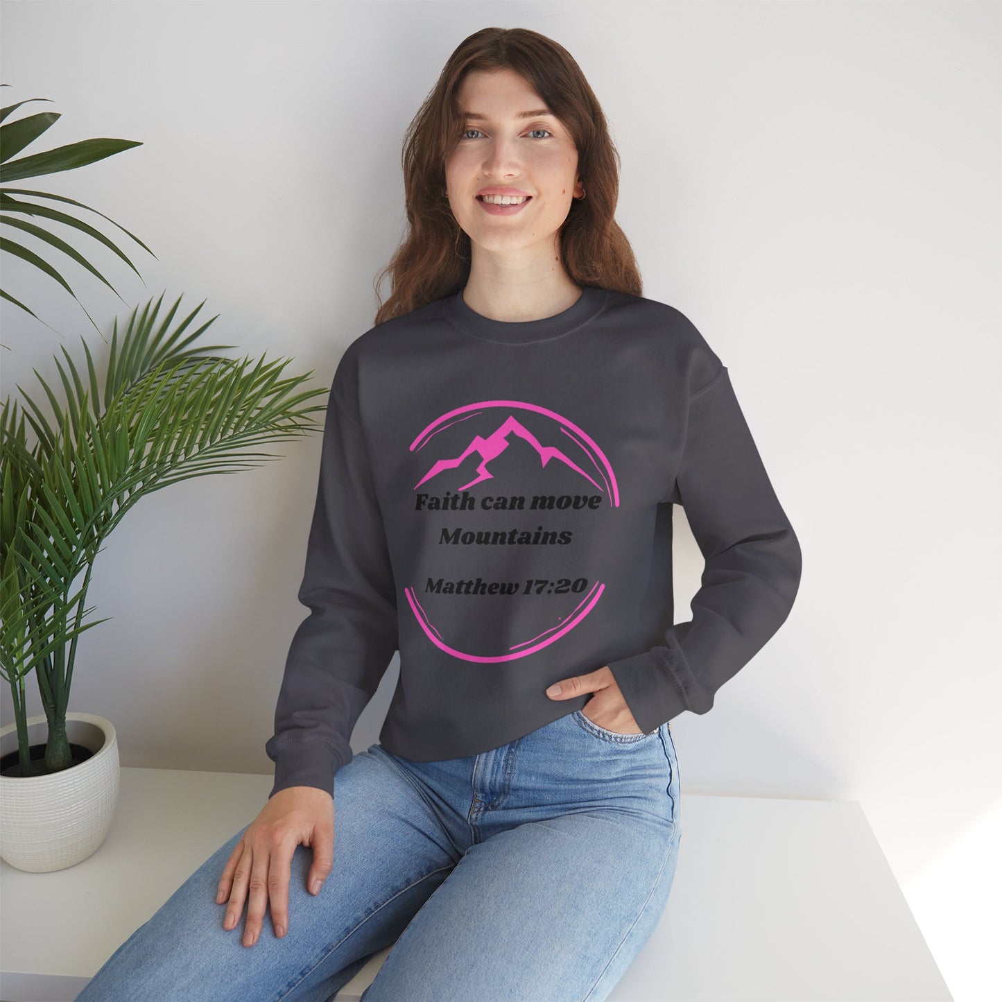 Faith Can Move Mountains Heavy Blend™ Crewneck Sweatshirt