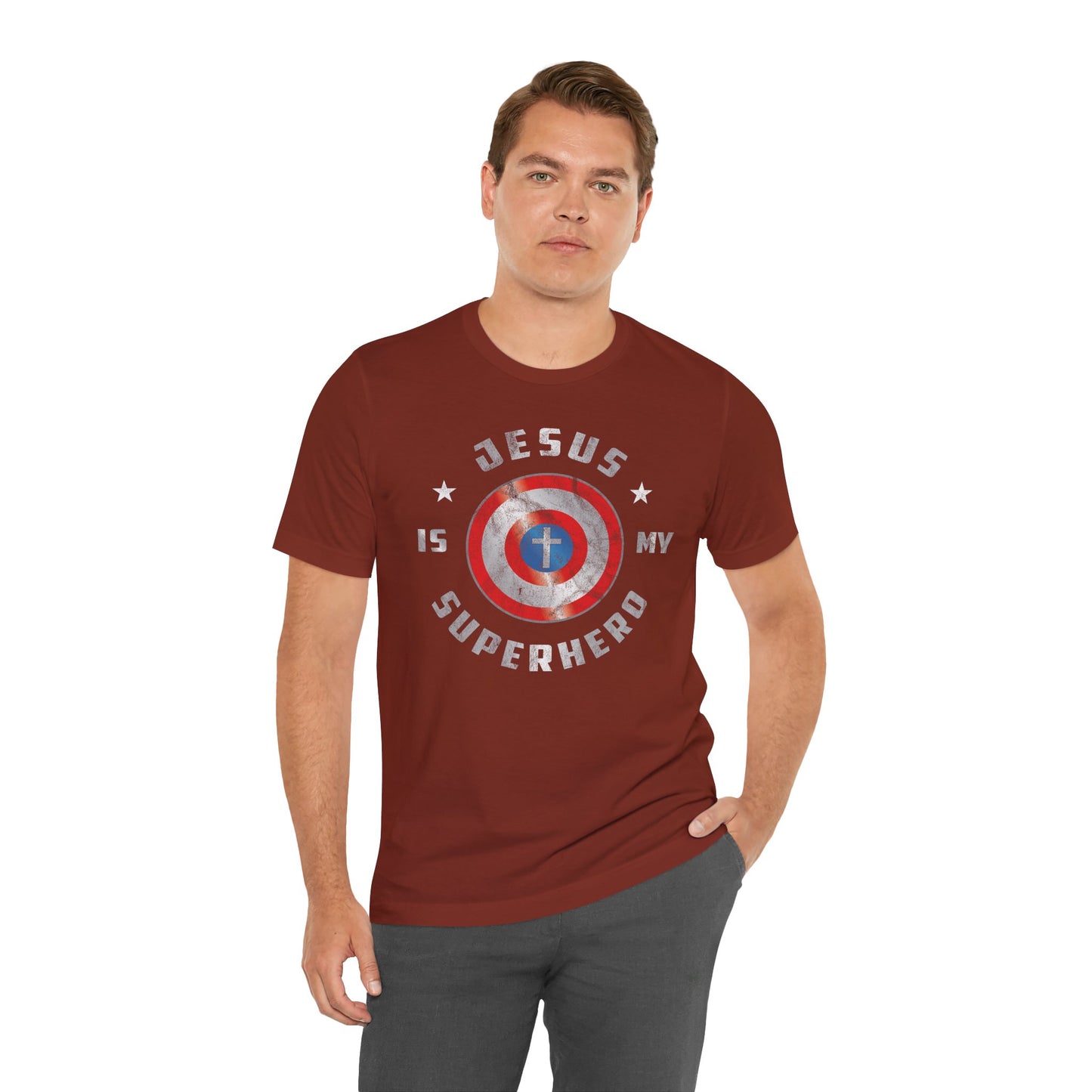 Jesus Is My Super Hero Jersey Short Sleeve Tee
