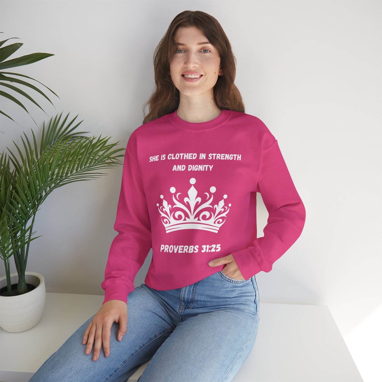 She Is Clothed In Strength And Dignity Heavy Blend™ Crewneck Sweatshirt