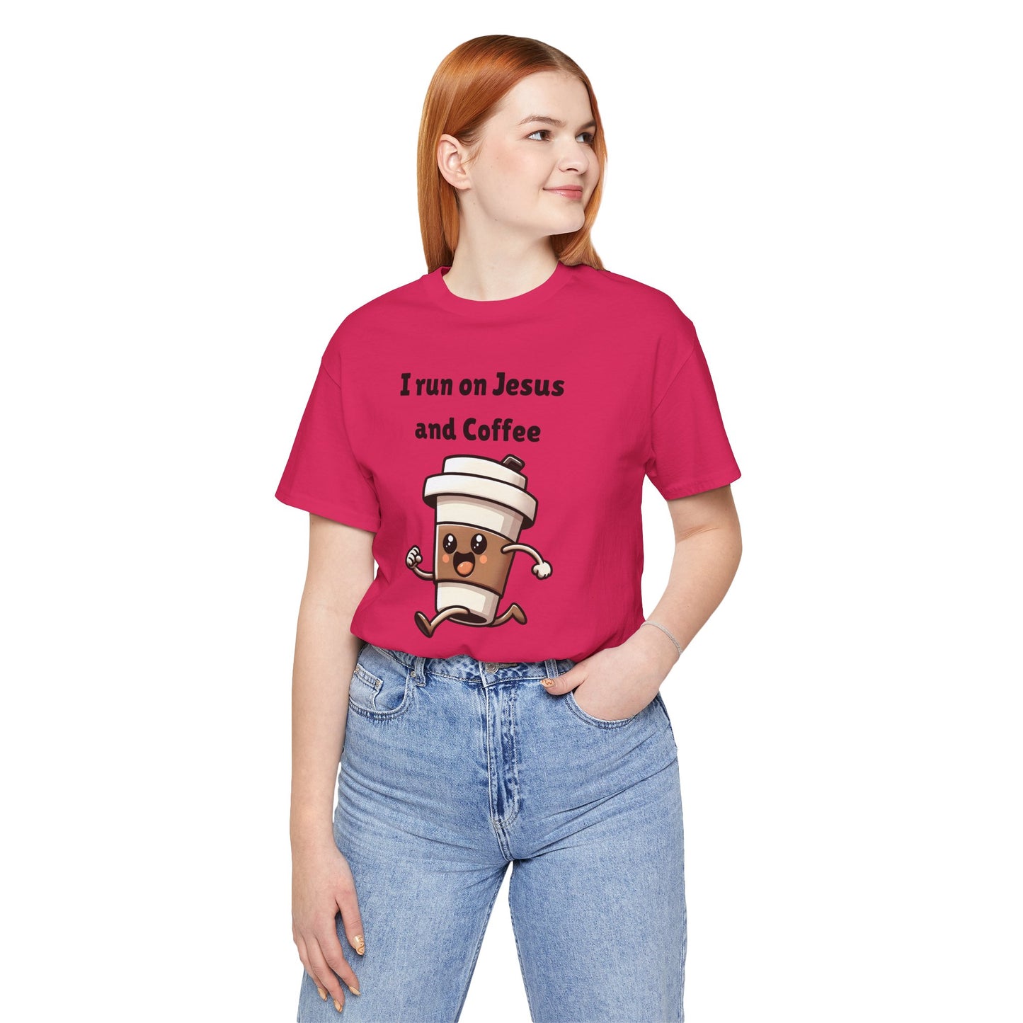 I Run On Jesus And Coffee Jersey Short Sleeve Tee