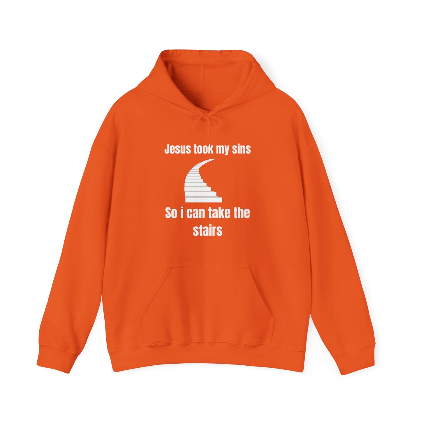 Jesus Took My Sins So I Can Take The Stairs Heavy Blend™ Hooded Sweatshirt