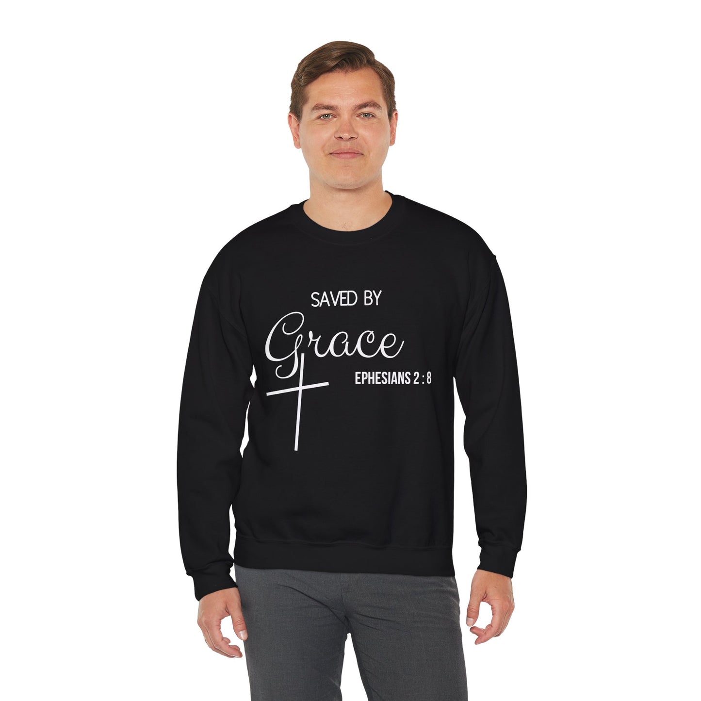 Saved By Grace Men's Heavy Blend™ Crewneck Sweatshirt