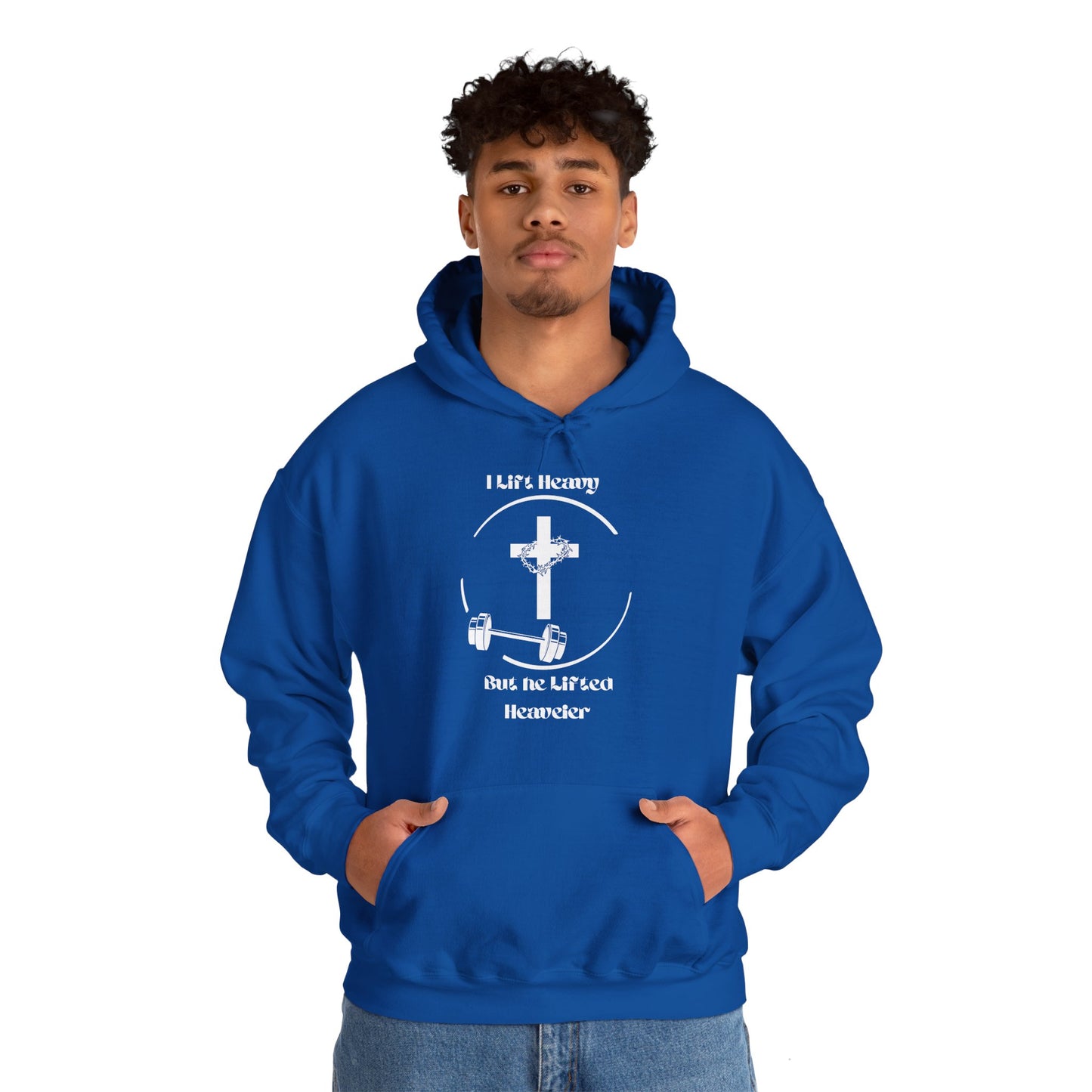 Hooded Sweatshirt - 'I Lift But He Lifted Heavier' Fitness Motivation Design