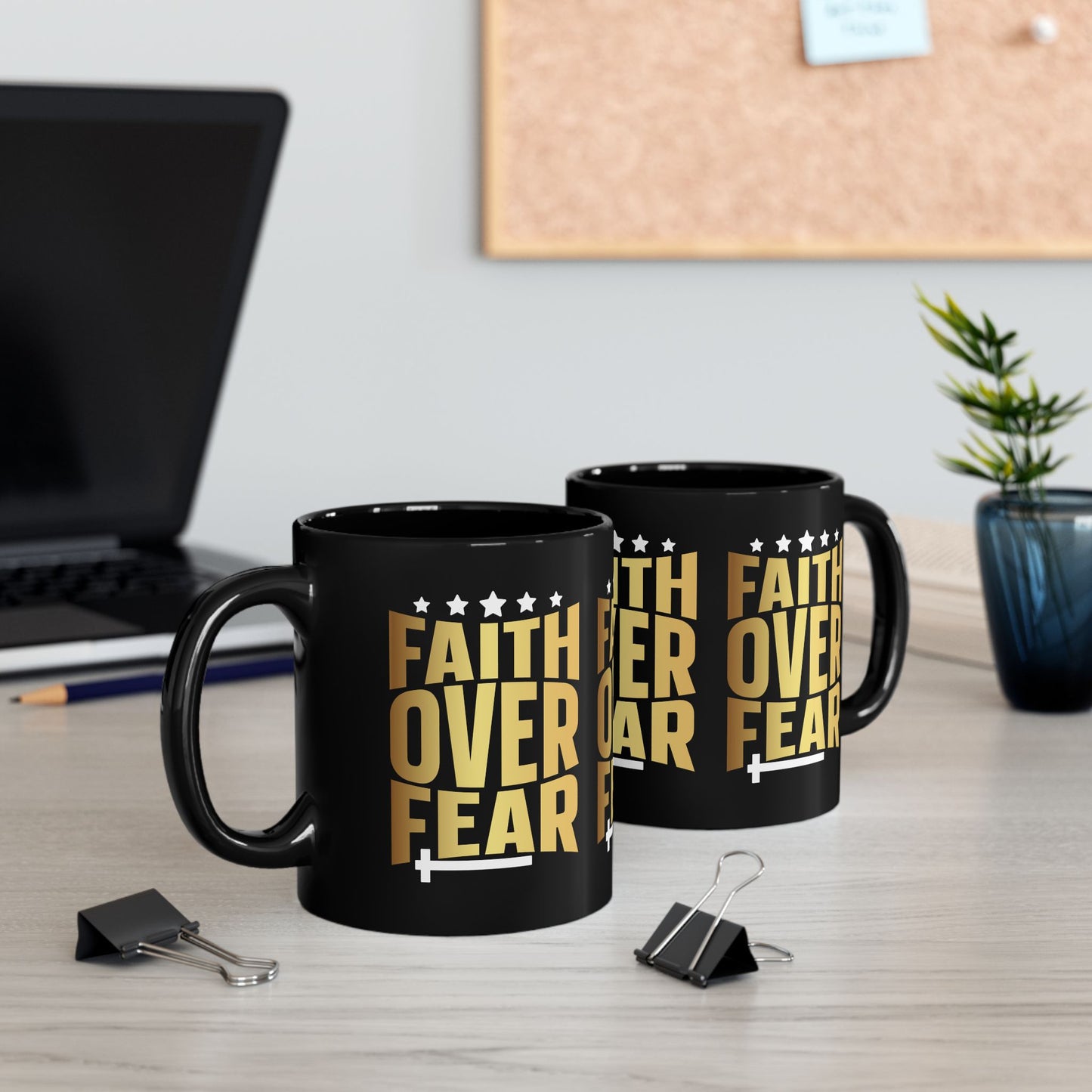 Faith Over Fear Black Mug (11oz, 15oz)