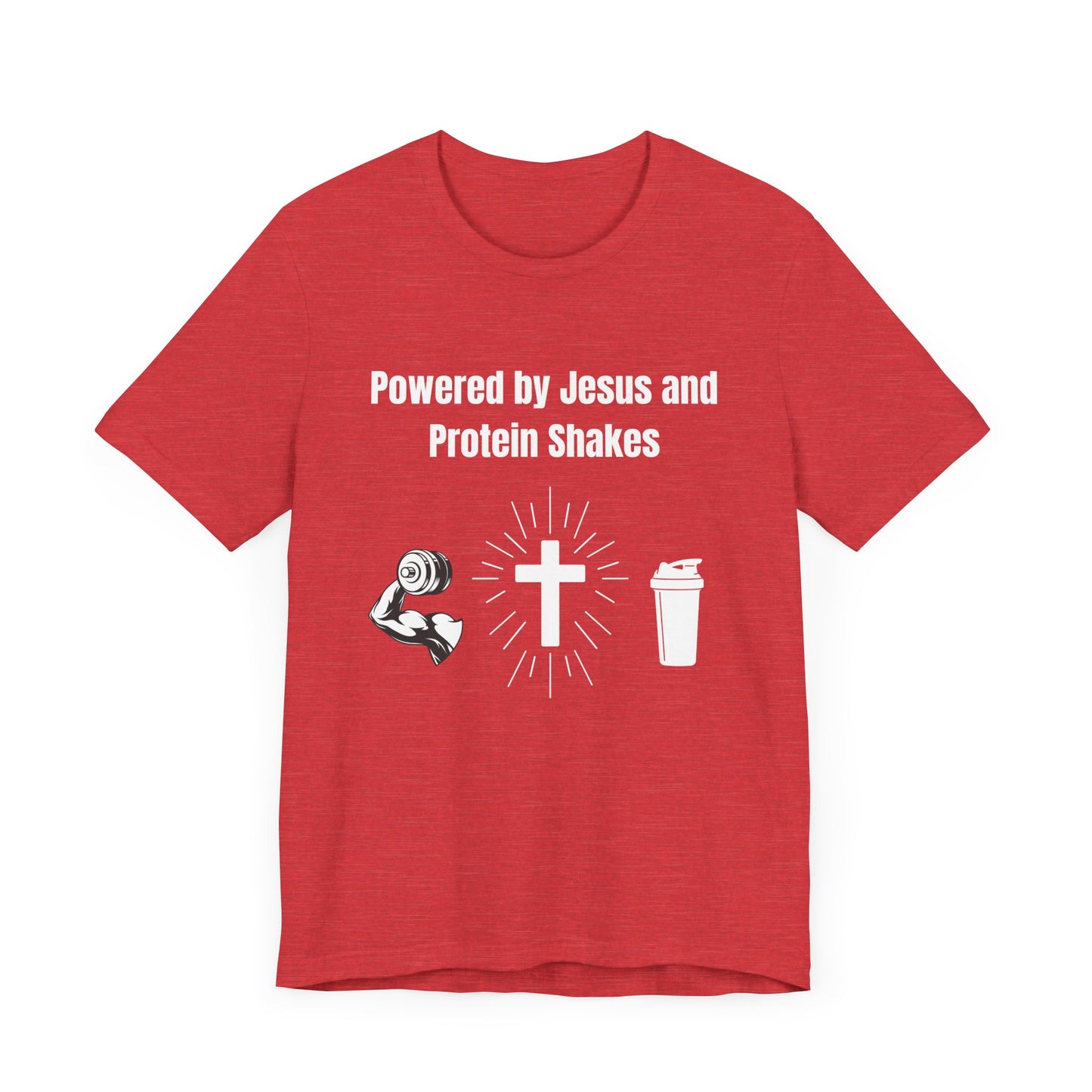 Powered by Jesus and Protein Shakes Jersey Short Sleeve Tee