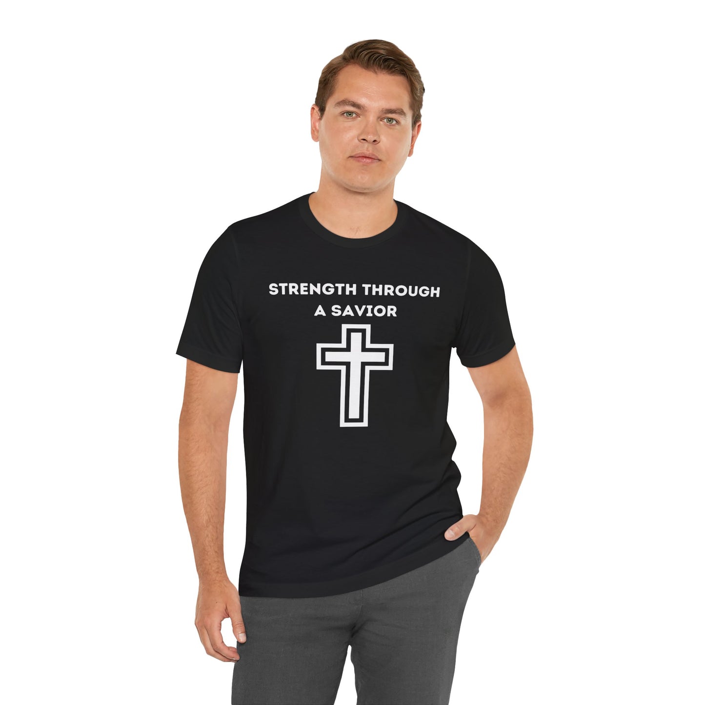 Strength Through A Savior Jersey Short Sleeve Tee