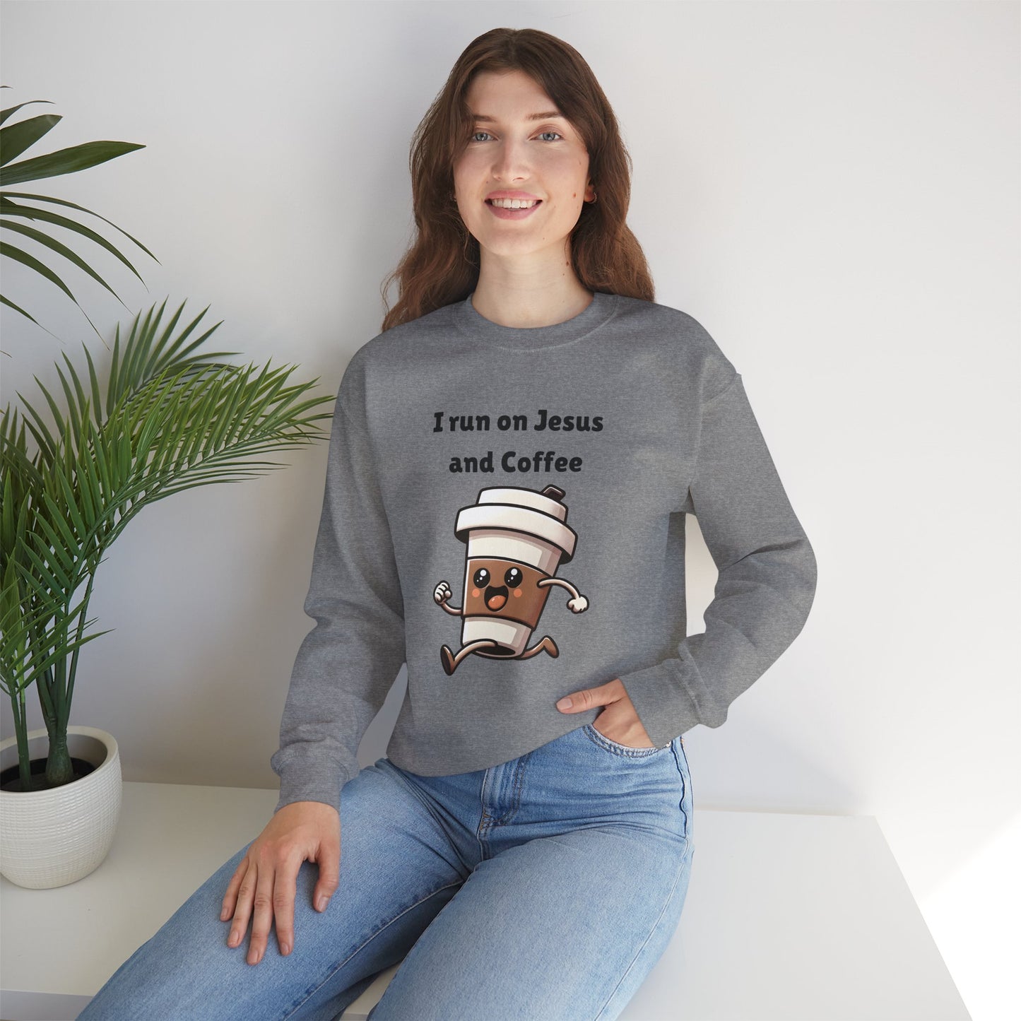 I Run n On Jesus And Coffee Heavy Blend™ Crewneck Sweatshirt