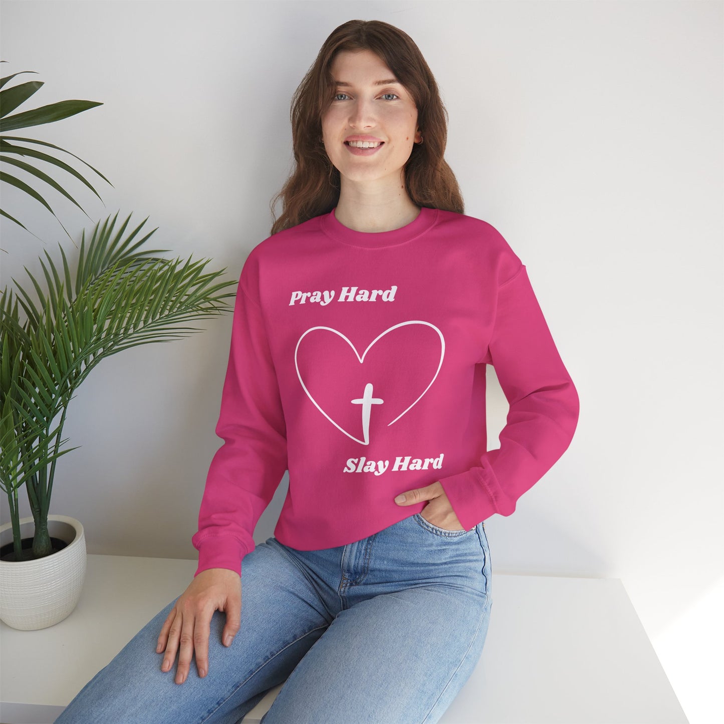 Pray Hard Slay Hard Heavy Blend™ Crewneck Sweatshirt