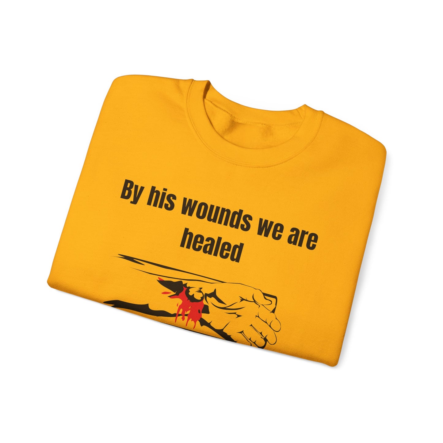 By His Wounds We Are Healed Heavy Blend™ Crewneck Sweatshirt