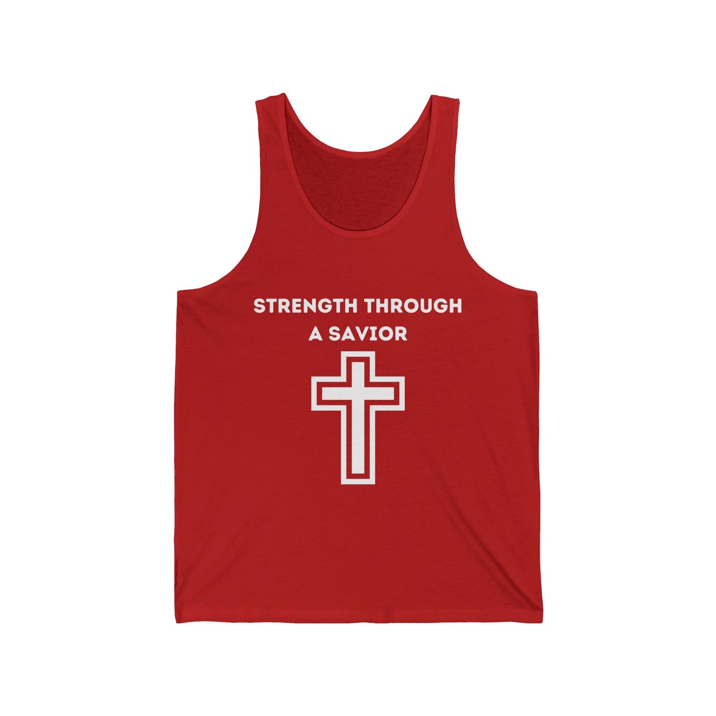 Strength Through A Savior Jersey Tank