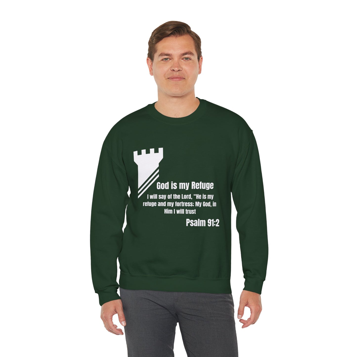 God Is My Refuge Heavy Blend™ Crewneck Sweatshirt