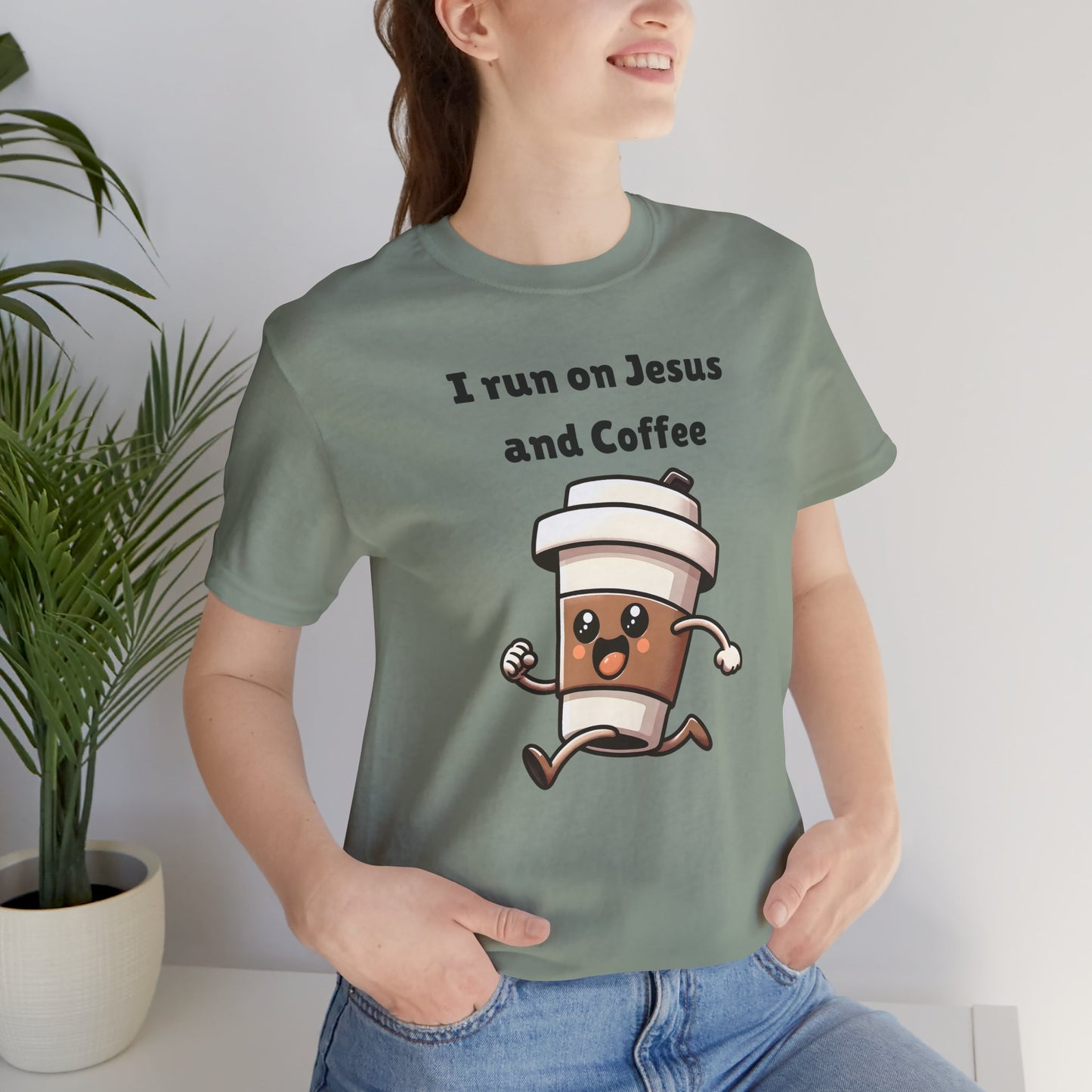 I Run On Jesus And Coffee Jersey Short Sleeve Tee