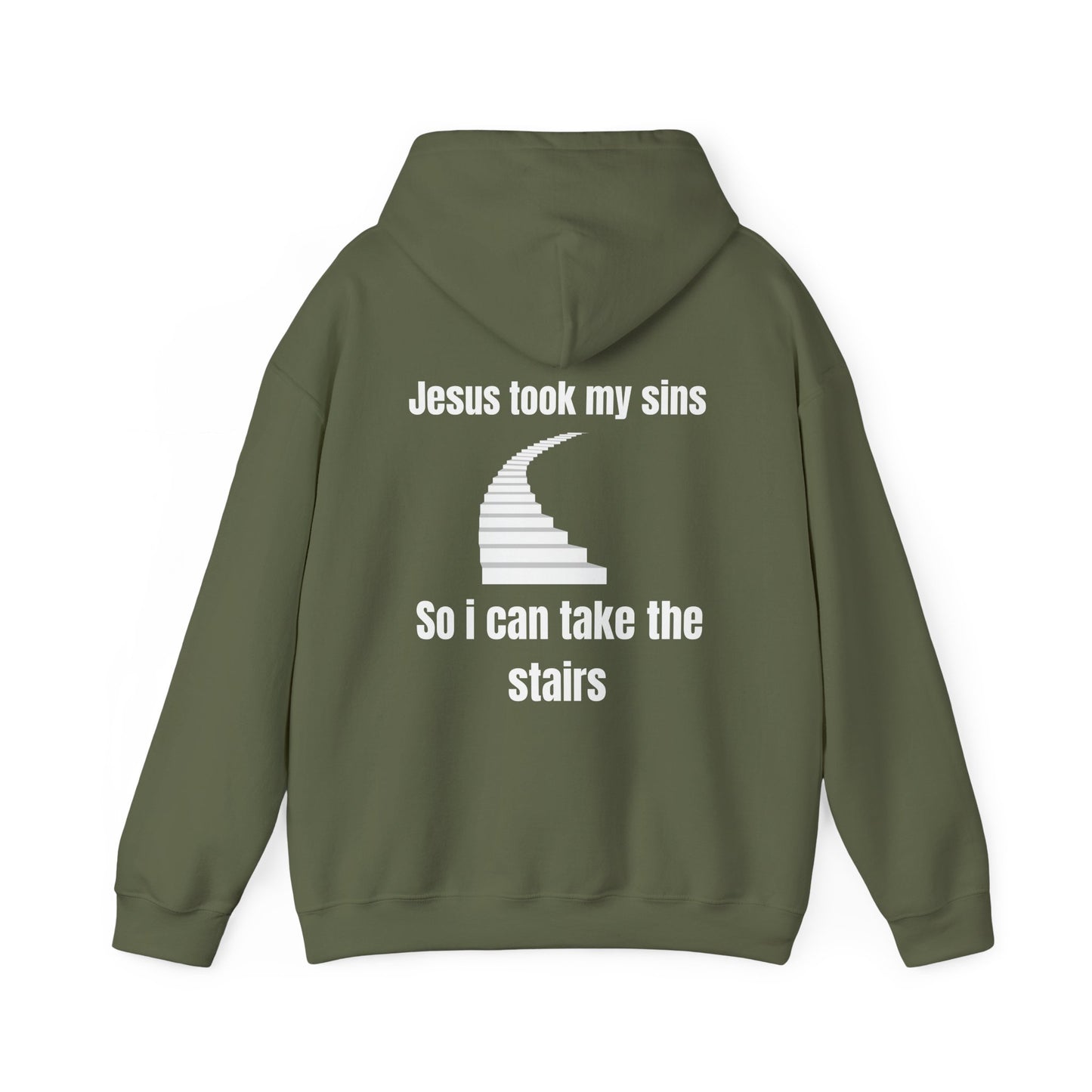 Jesus Took My Sins So I Can Take The Stairs Heavy Blend™ Hooded Sweatshirt