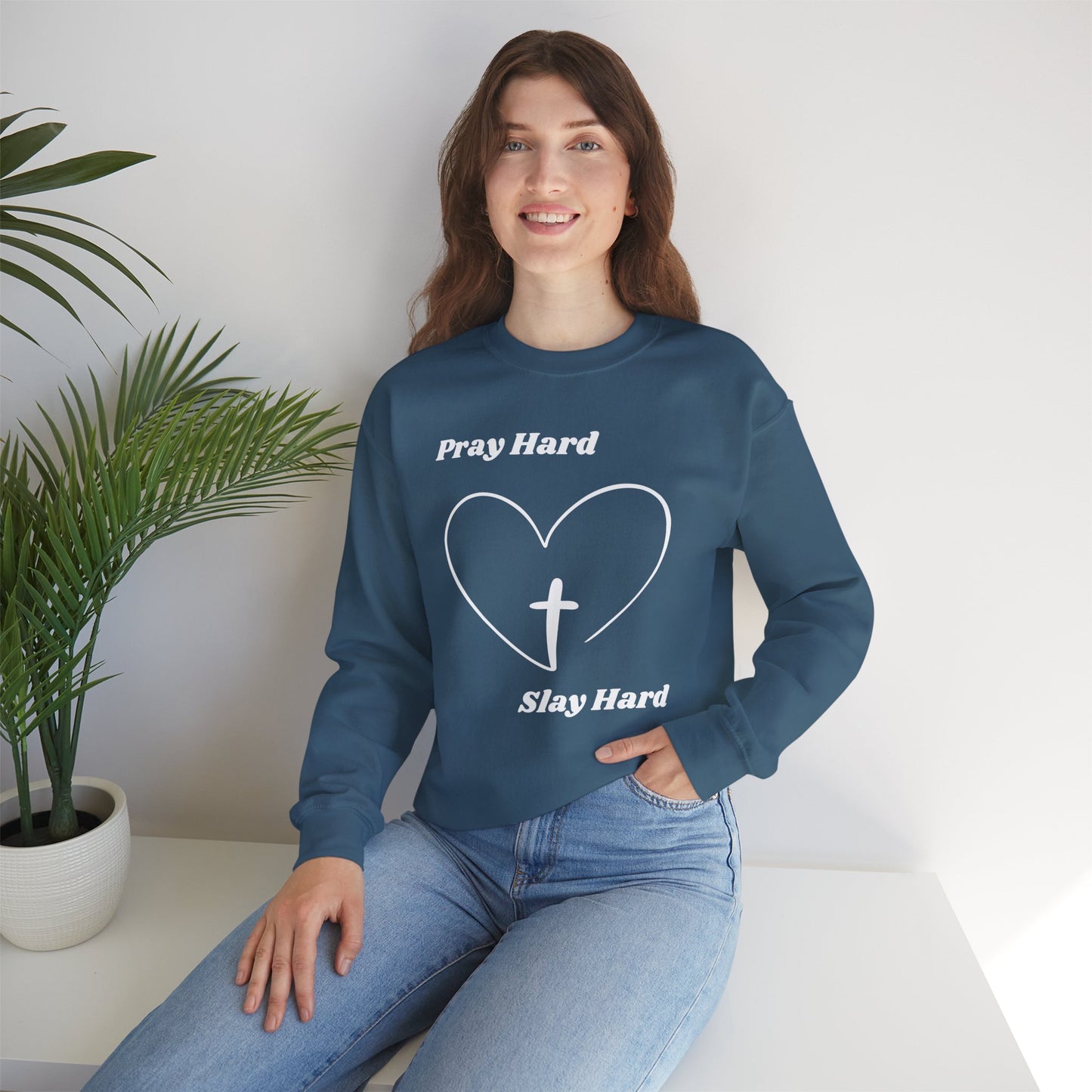 Pray Hard Slay Hard Heavy Blend™ Crewneck Sweatshirt