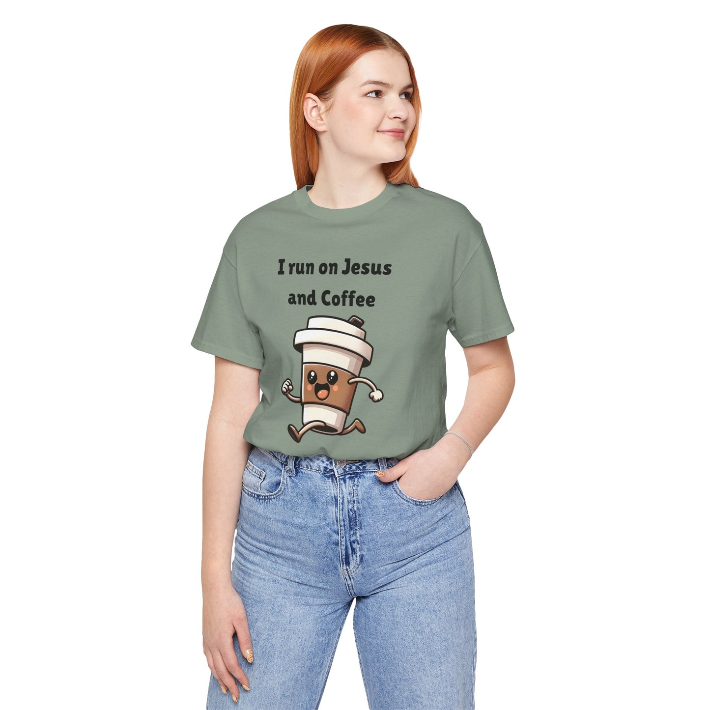 I Run On Jesus And Coffee Jersey Short Sleeve Tee