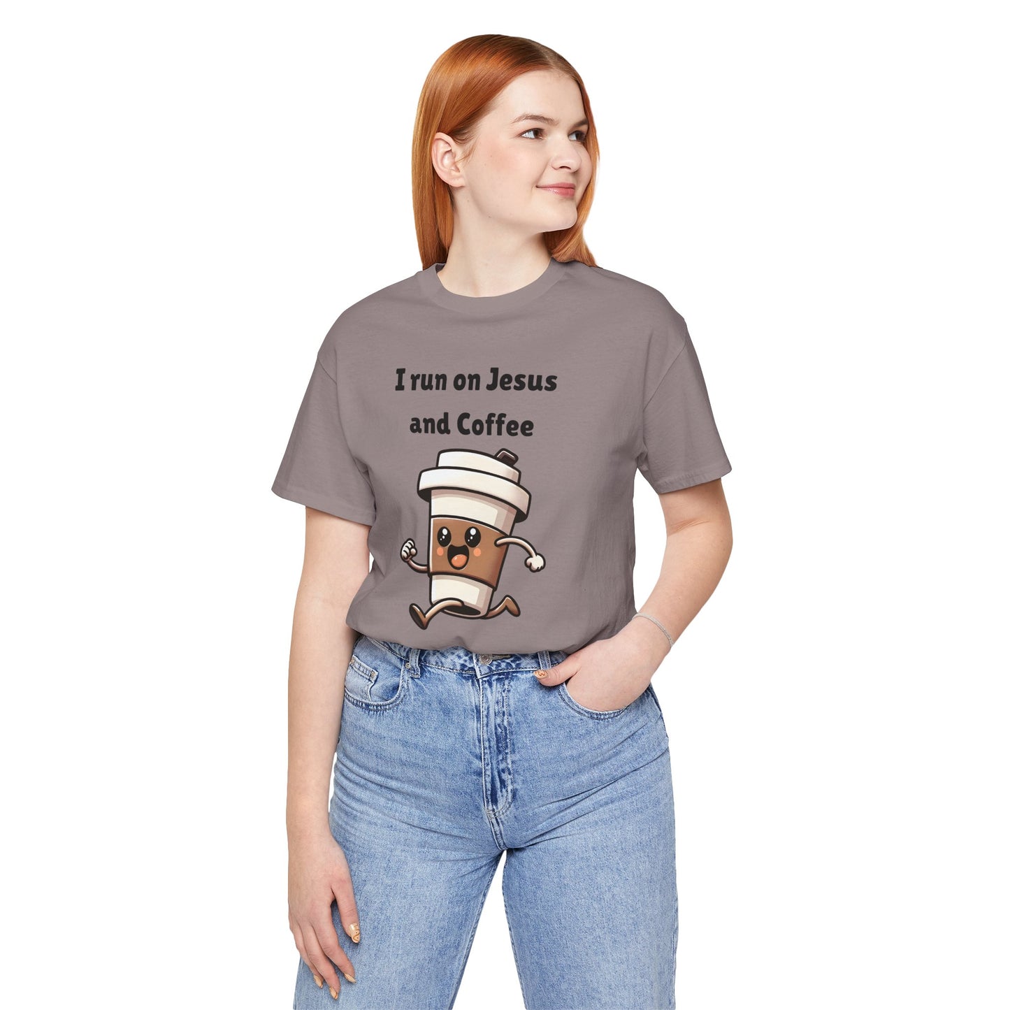 I Run On Jesus And Coffee Jersey Short Sleeve Tee