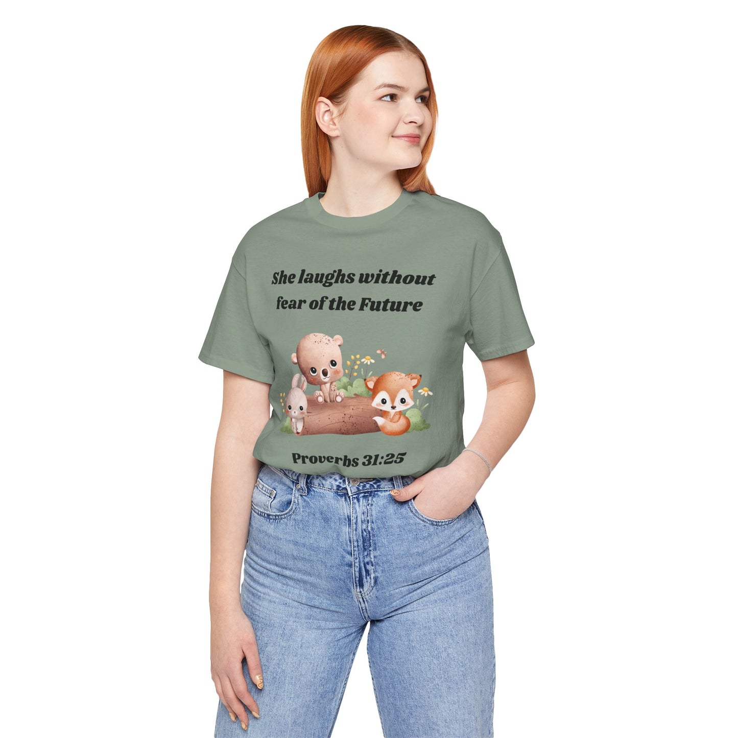 She Laughs Without Fear Of The Future Jersey Short Sleeve Tee