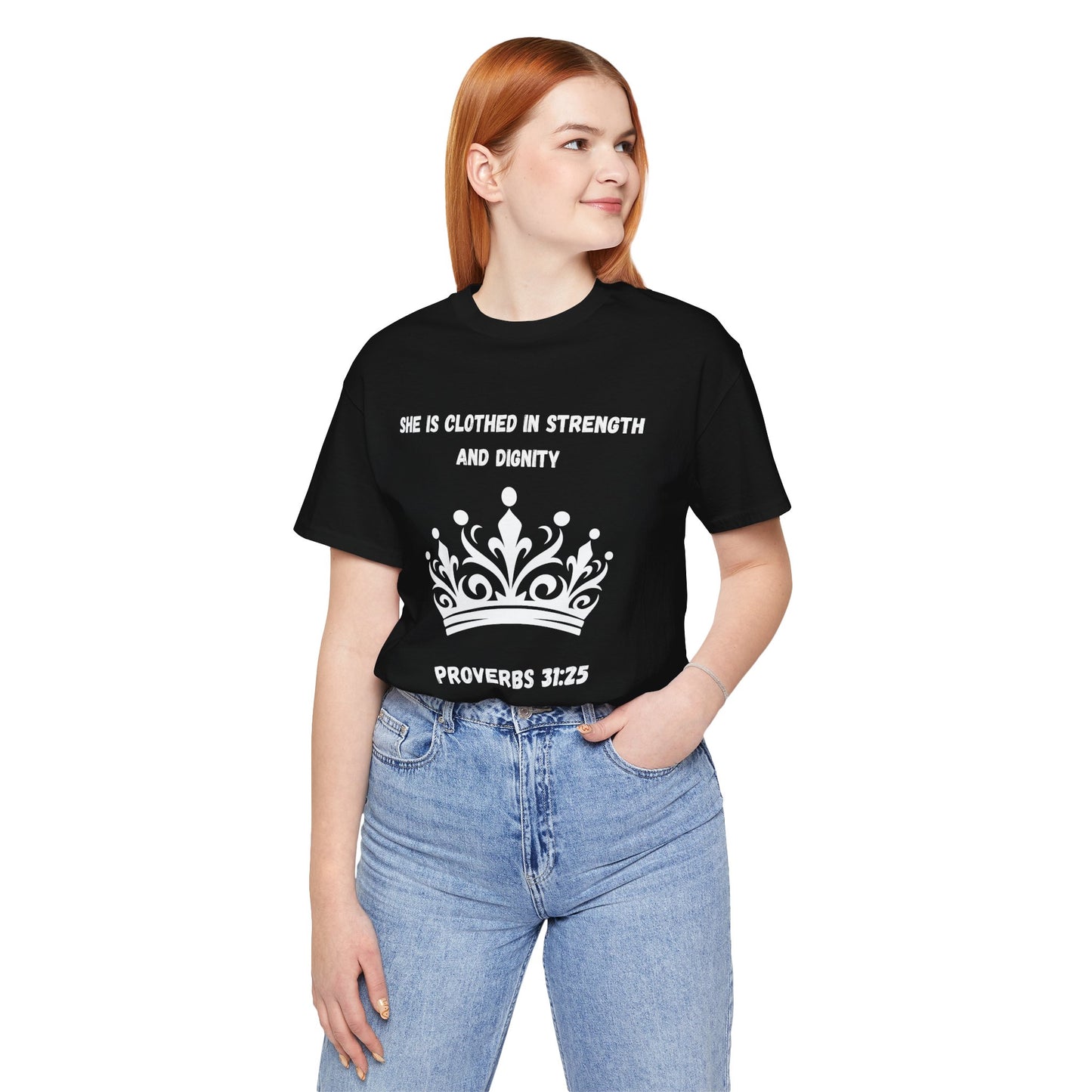 She Is Clothed In Strength And Dignity Jersey Short Sleeve Tee