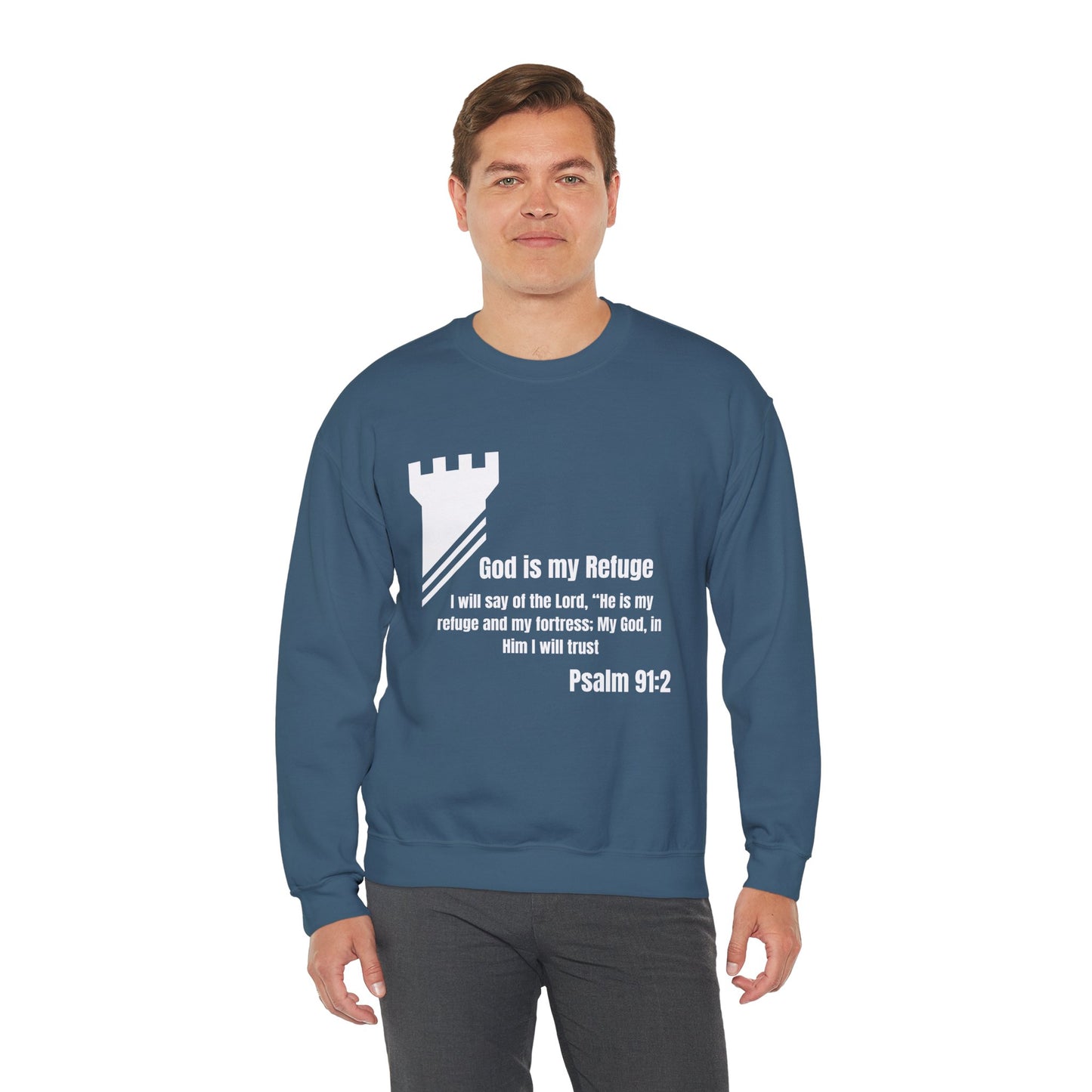 God Is My Refuge Heavy Blend™ Crewneck Sweatshirt