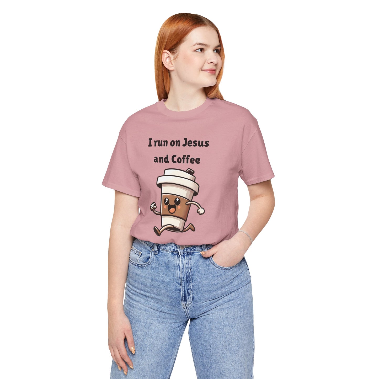 I Run On Jesus And Coffee Jersey Short Sleeve Tee