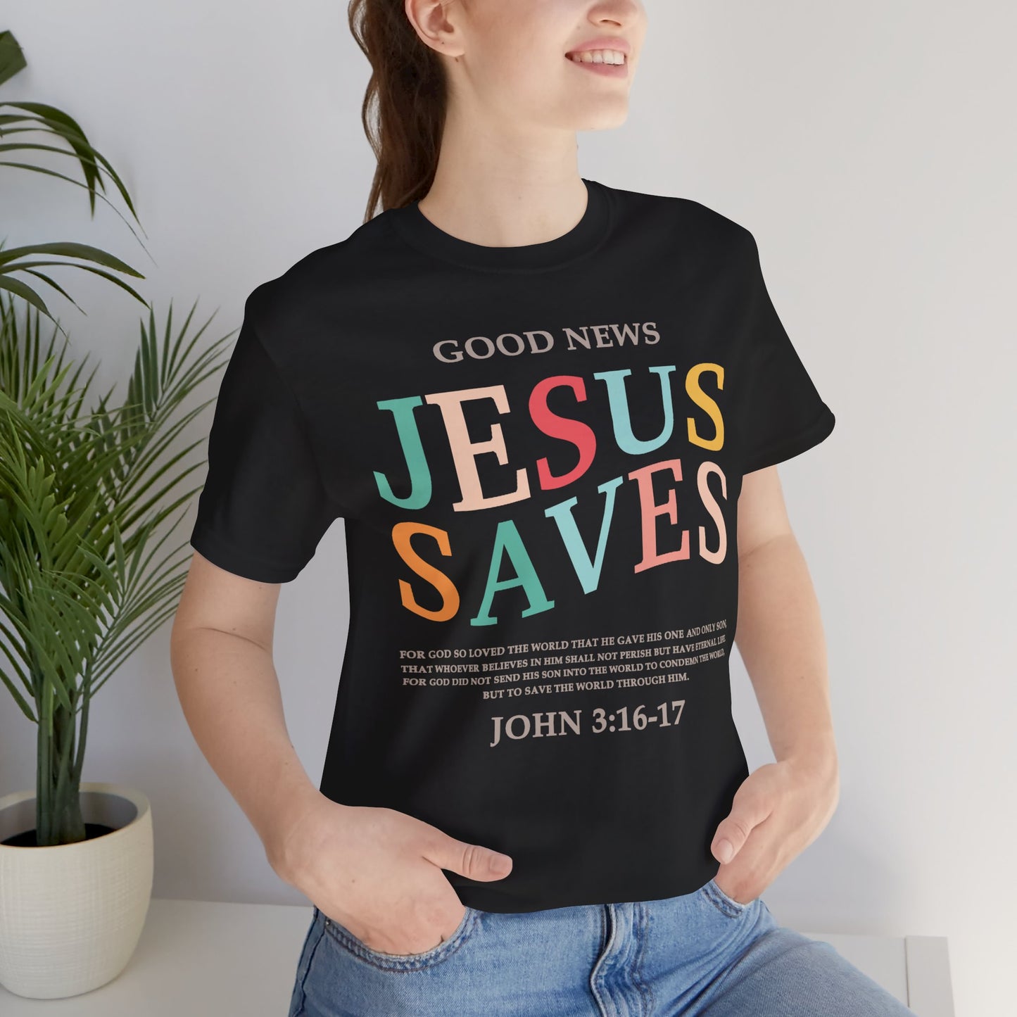 Jesus Saves Jersey Short Sleeve Tee