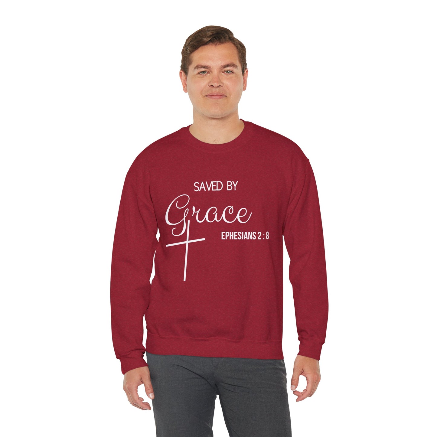 Saved By Grace Men's Heavy Blend™ Crewneck Sweatshirt