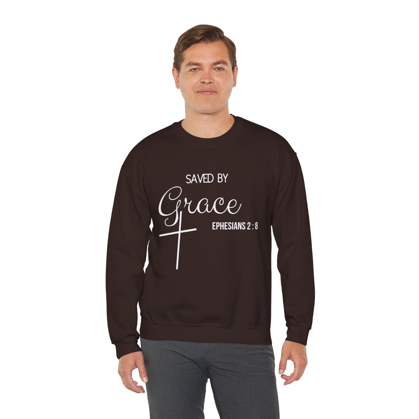 Saved By Grace Men's Heavy Blend™ Crewneck Sweatshirt