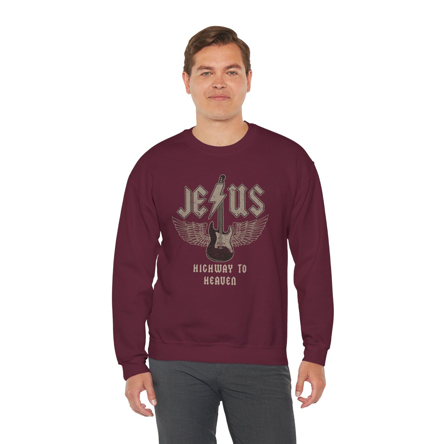 Men's Sweatshirt - Jesus Highway To Heaven