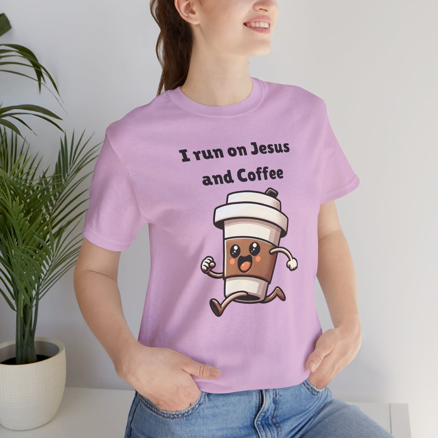 I Run On Jesus And Coffee Jersey Short Sleeve Tee