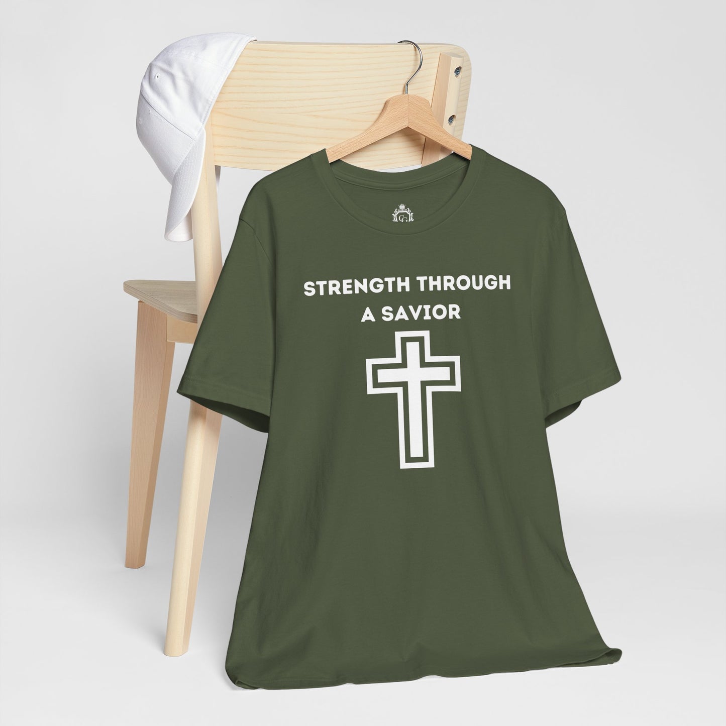 Strength Through A Savior Jersey Short Sleeve Tee
