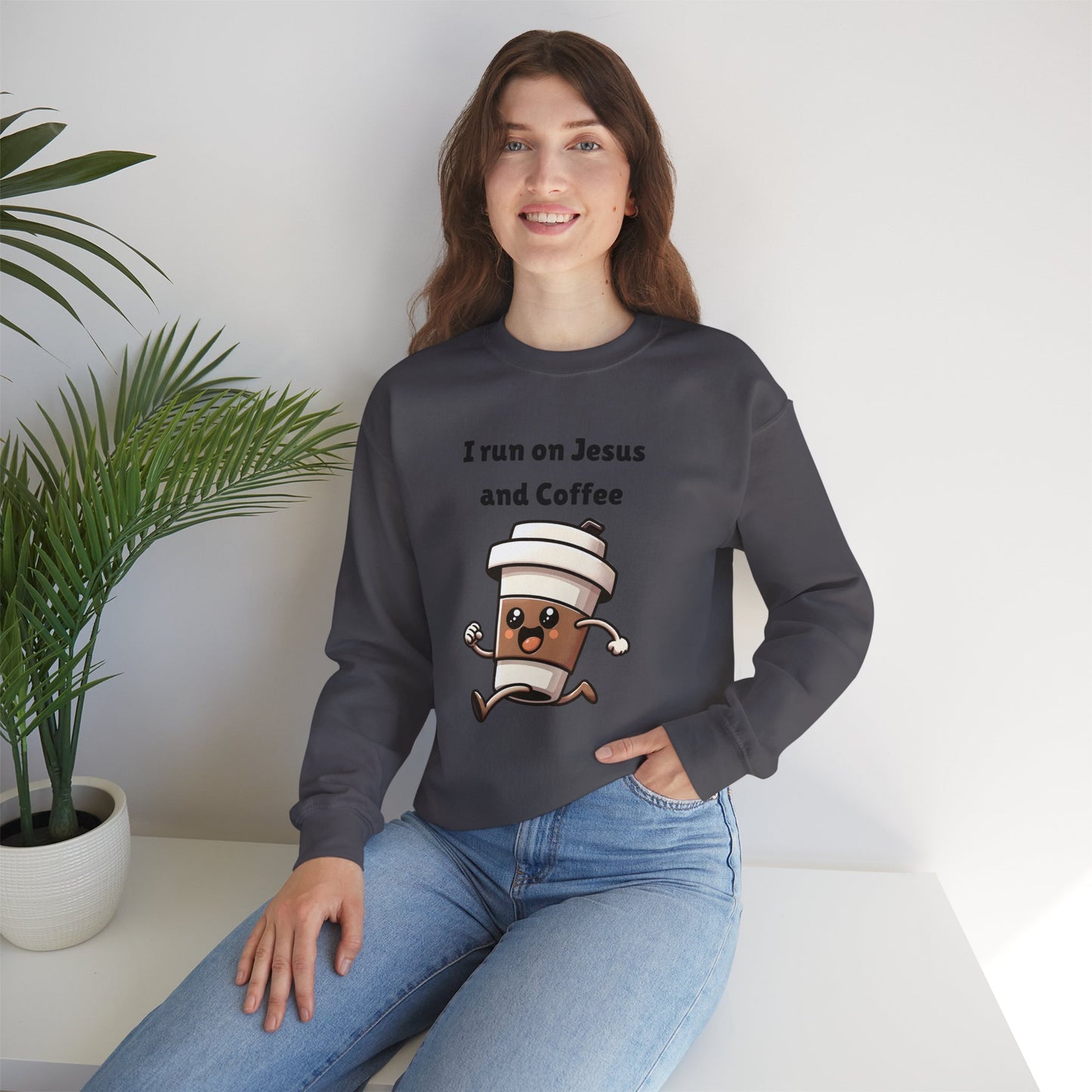 I Run n On Jesus And Coffee Heavy Blend™ Crewneck Sweatshirt