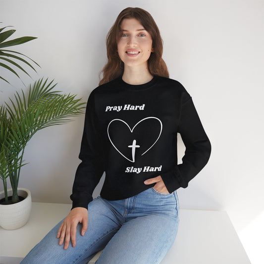 Pray Hard Slay Hard Heavy Blend™ Crewneck Sweatshirt