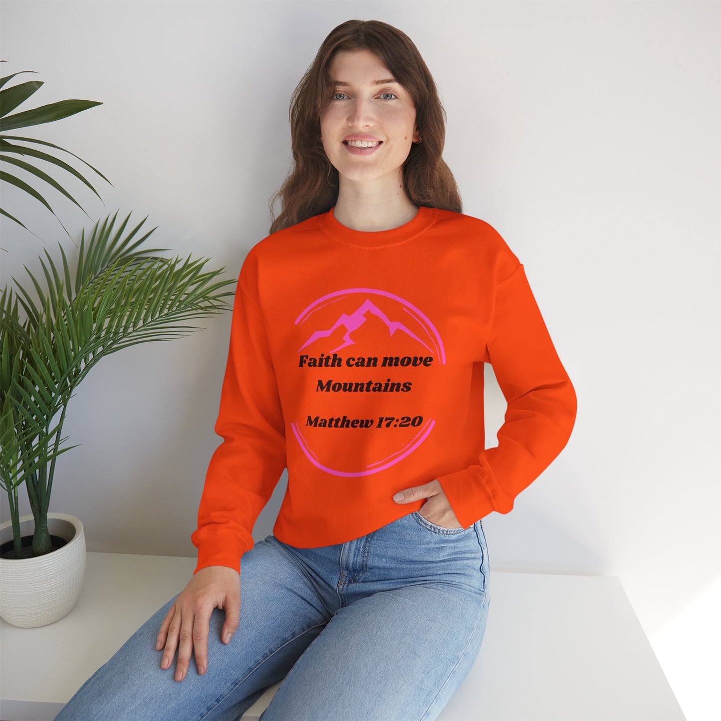 Faith Can Move Mountains Heavy Blend™ Crewneck Sweatshirt