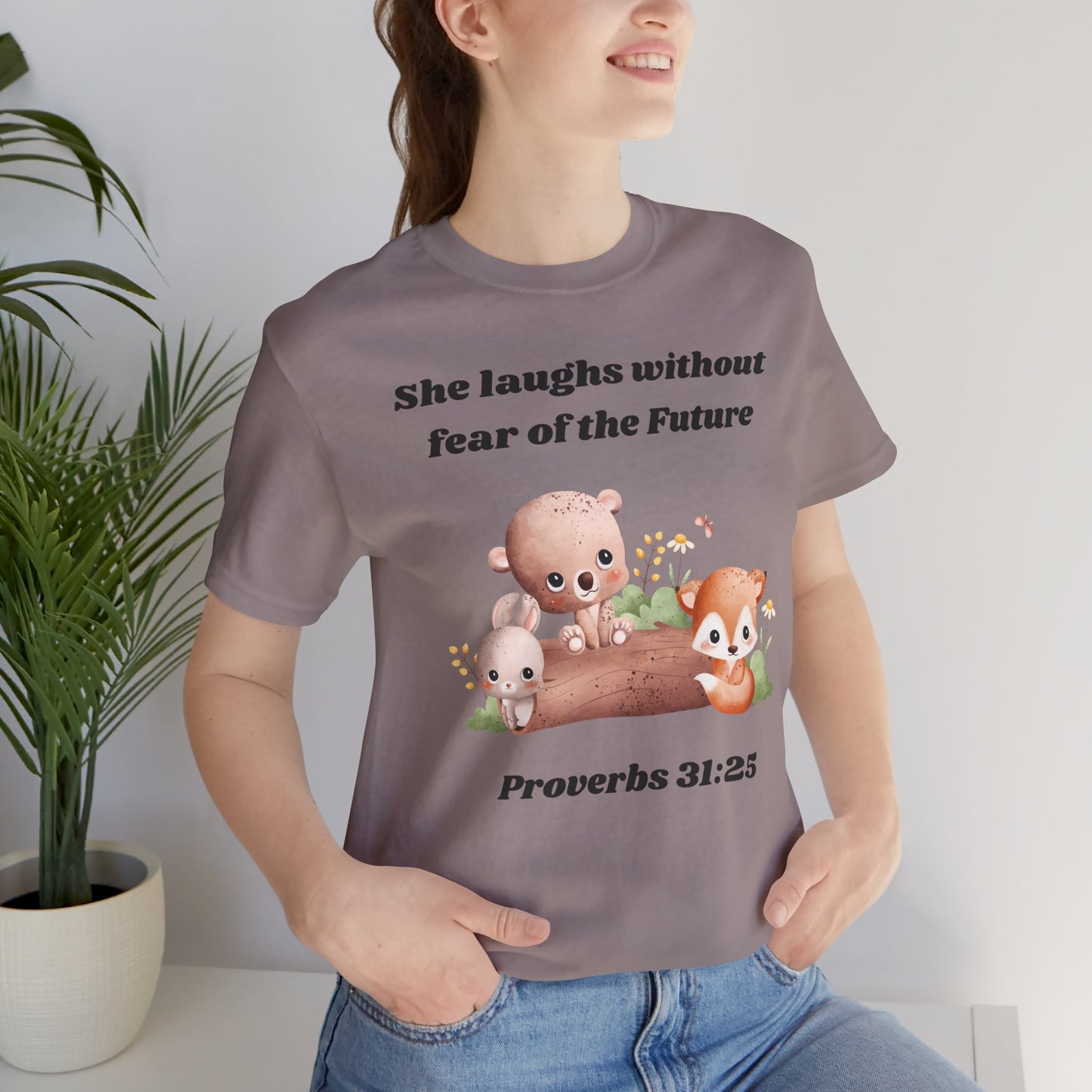 She Laughs Without Fear Of The Future Jersey Short Sleeve Tee