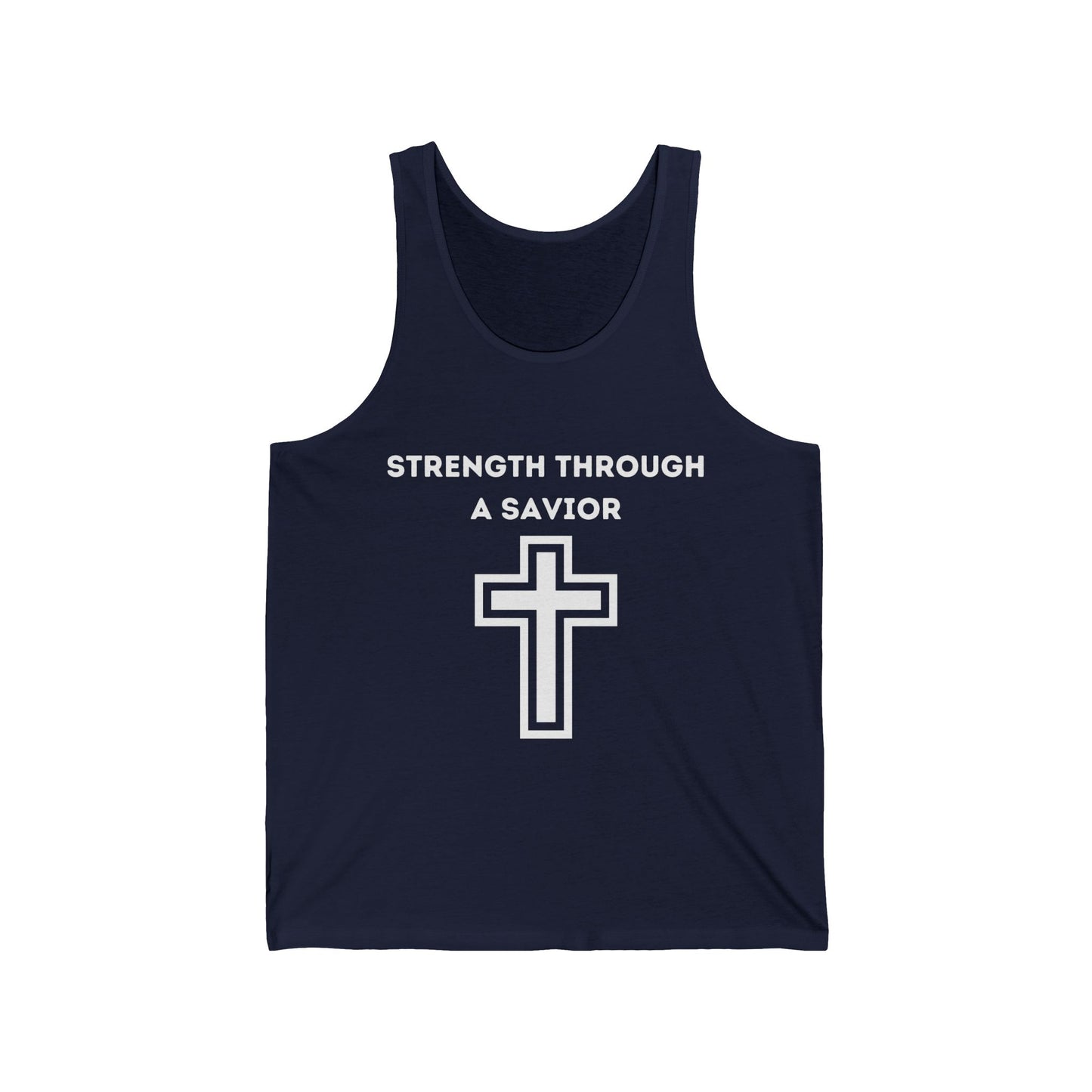 Strength Through A Savior Jersey Tank