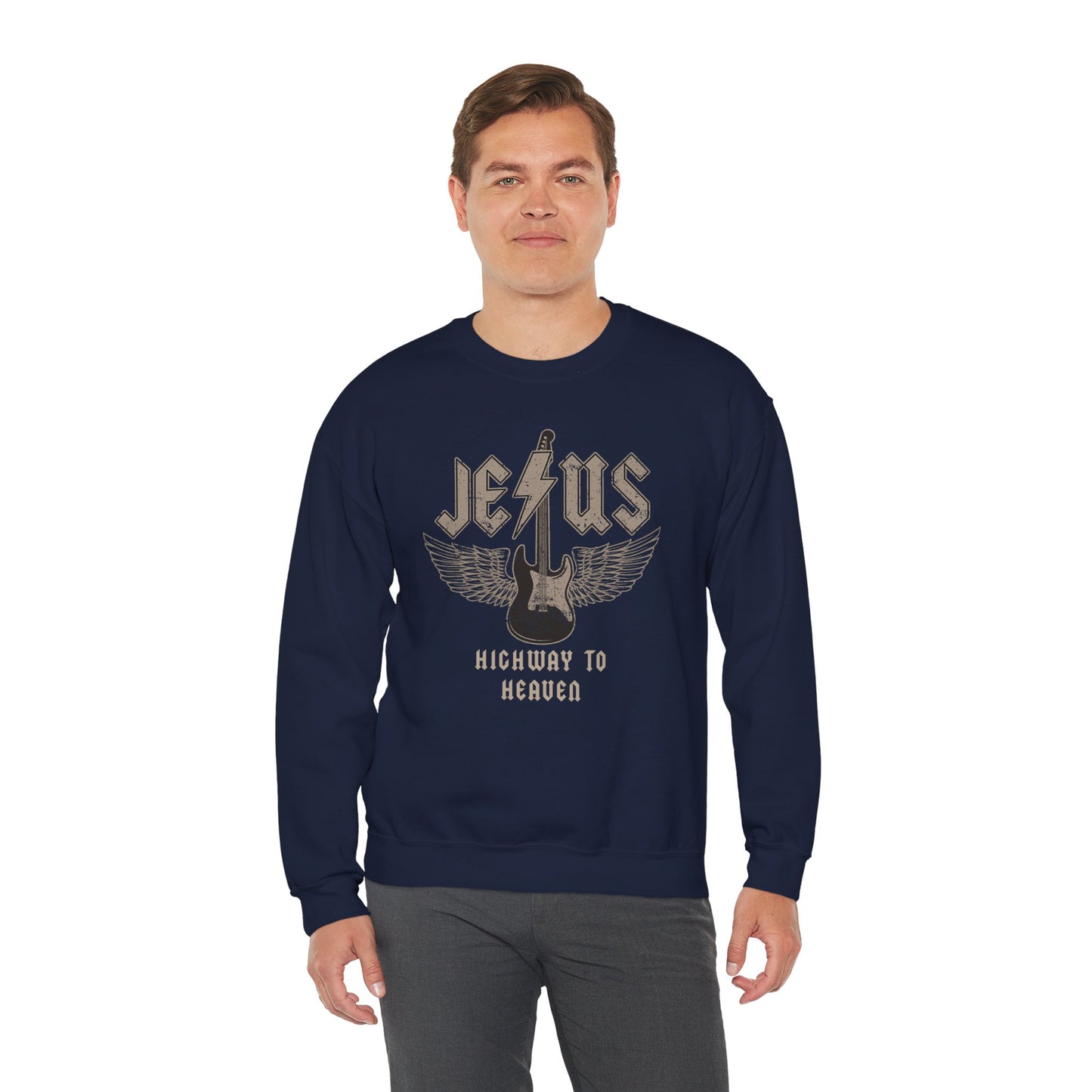 Men's Sweatshirt - Jesus Highway To Heaven
