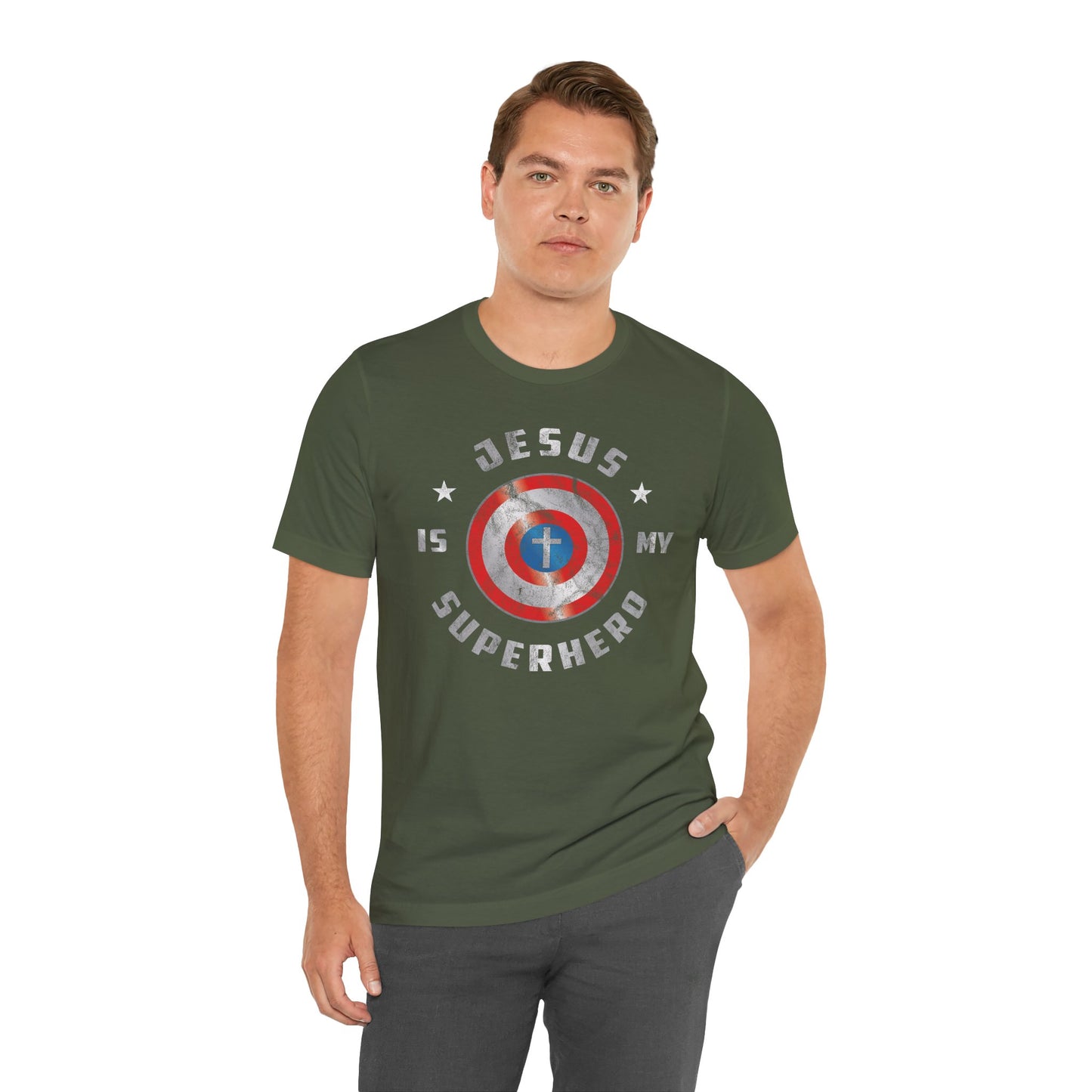 Jesus Is My Super Hero Jersey Short Sleeve Tee